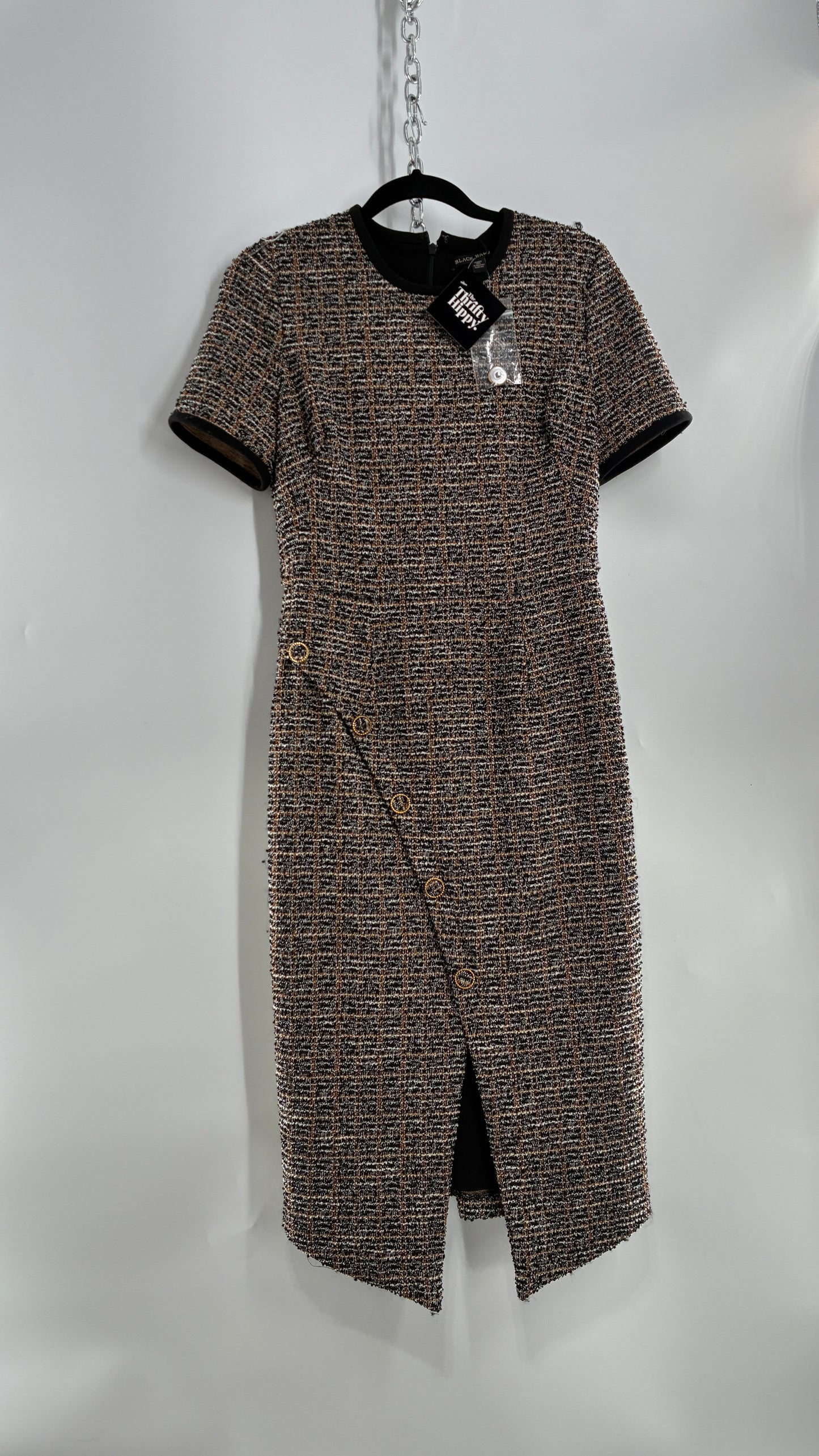 BLACK HALO Tweed Midi Dress with Tags Attached (8)