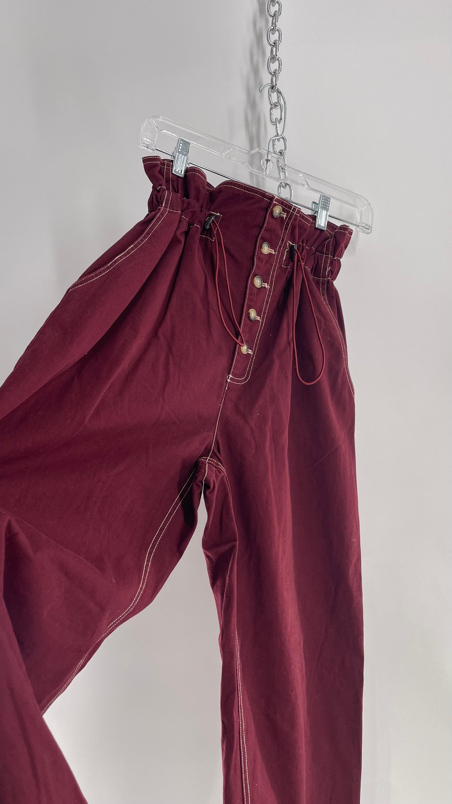 Maroon Urban Outfitters Flare Button Up Pants (M)