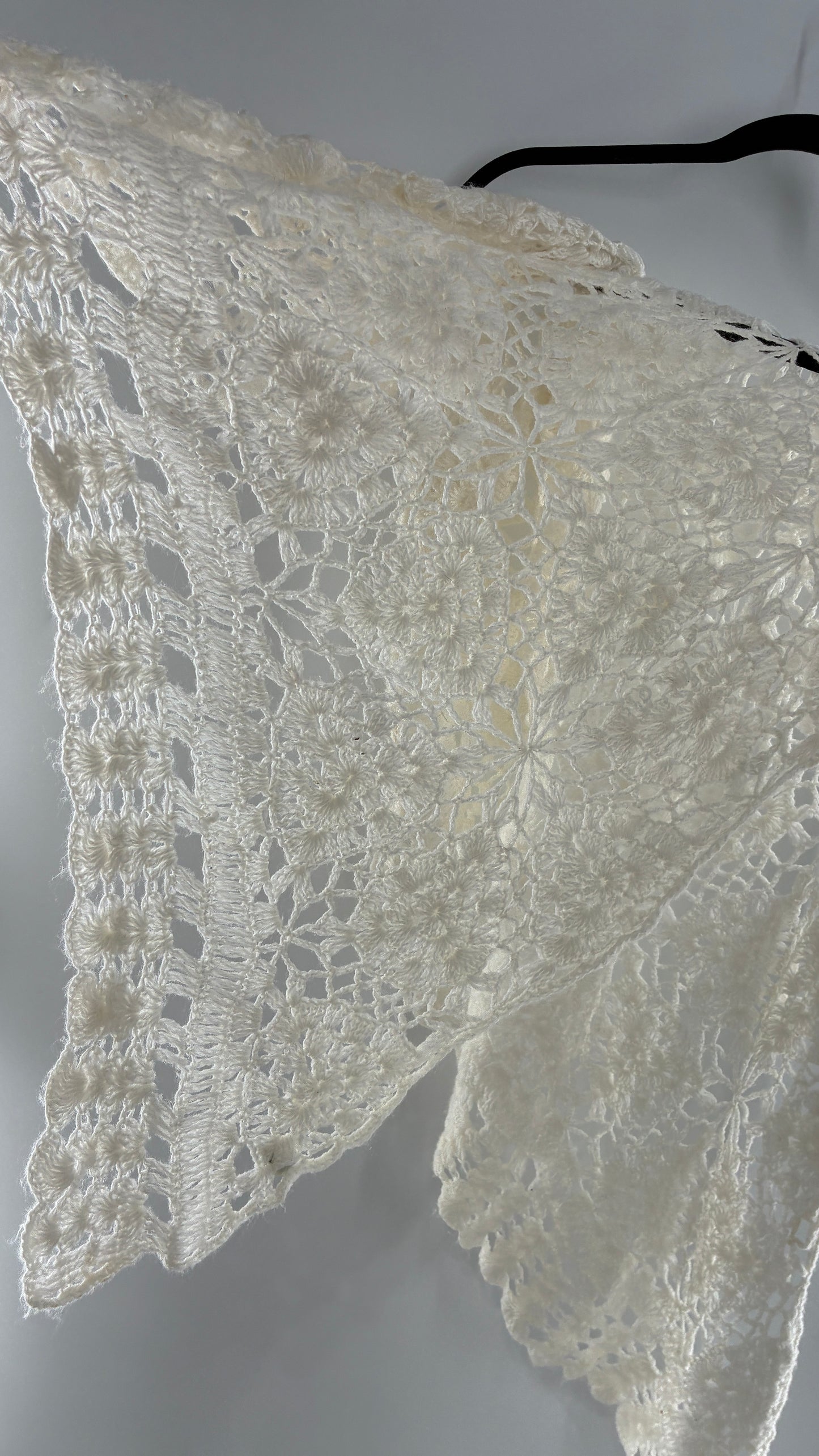 Vintage Crochet Style White Scarf