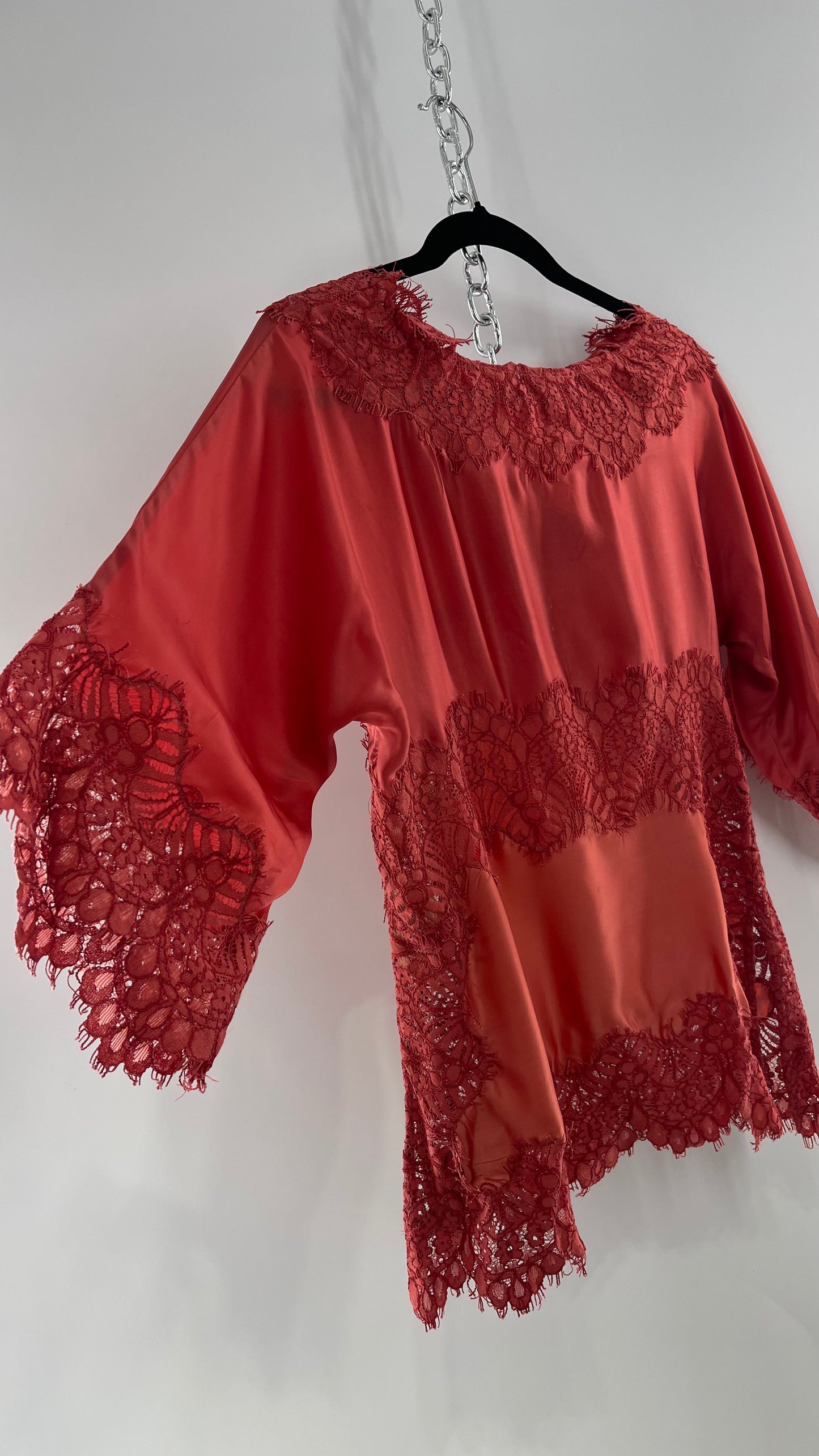 Moulinette Soeurs Vetements Silky Blouse with Thick Scalloped Lace Trim (XS)