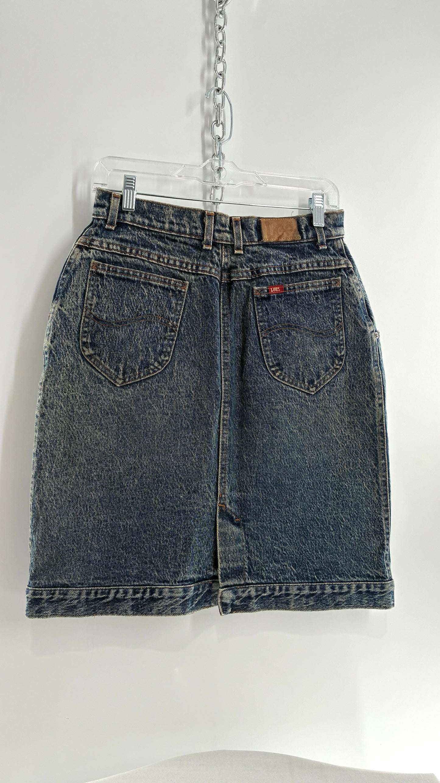 Vintage Lee Acid Washed Denim Medium Wash Skirt (Measured)