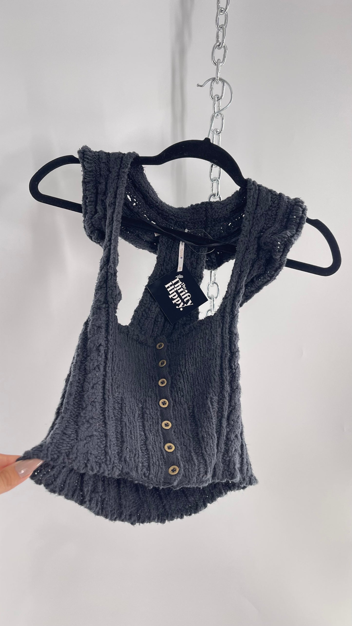 Free People Black Cozy Knit Tank (XS)