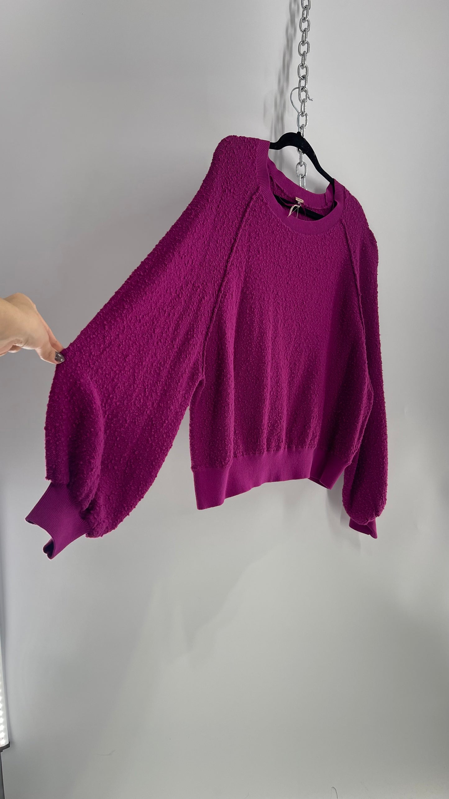 Free People Fuchsia Cropped Sweater (Size Small)