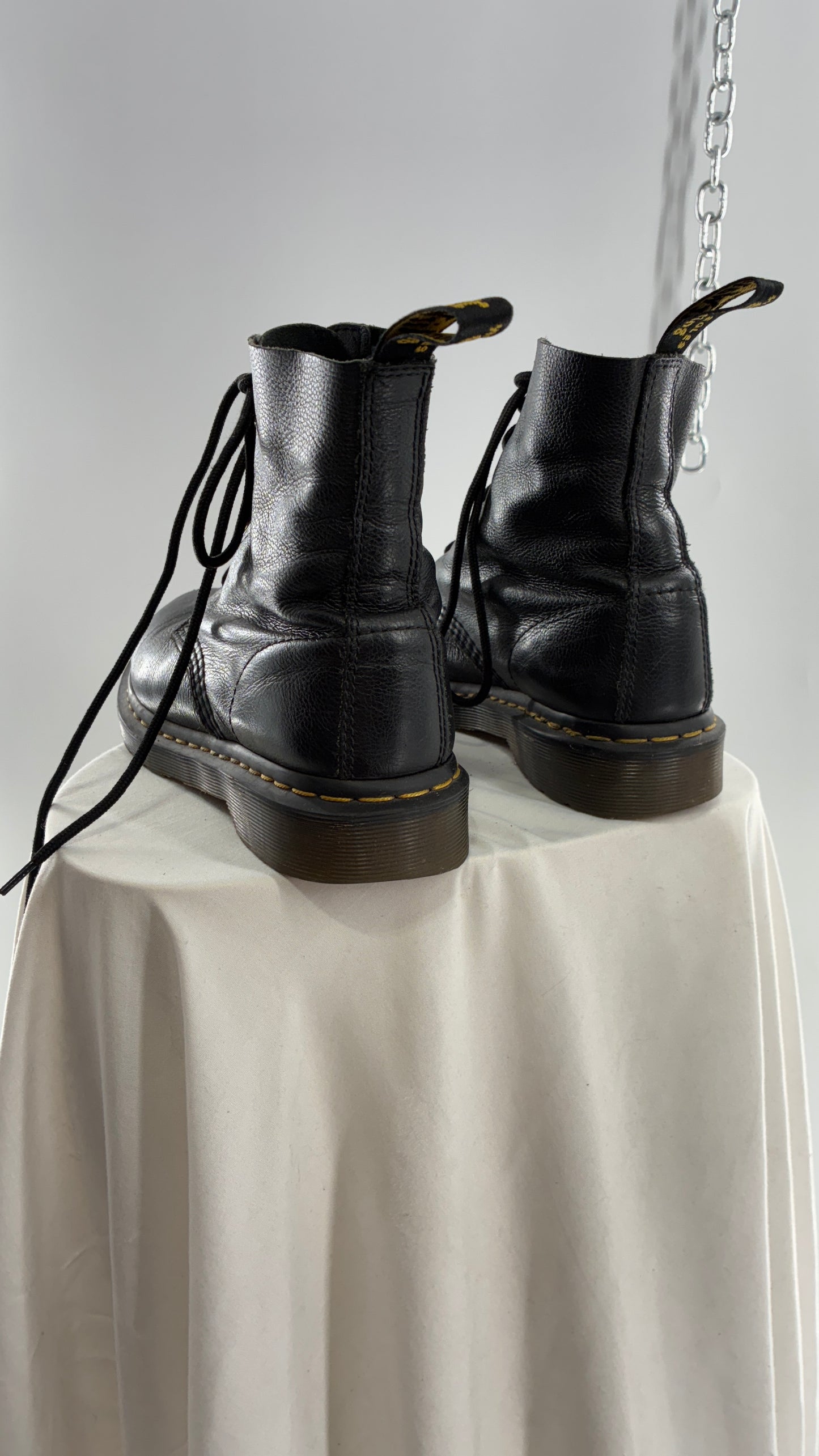 Vintage Dr. Martens 1460 Pascal Virginia Soft Leather Black Boots (8L)