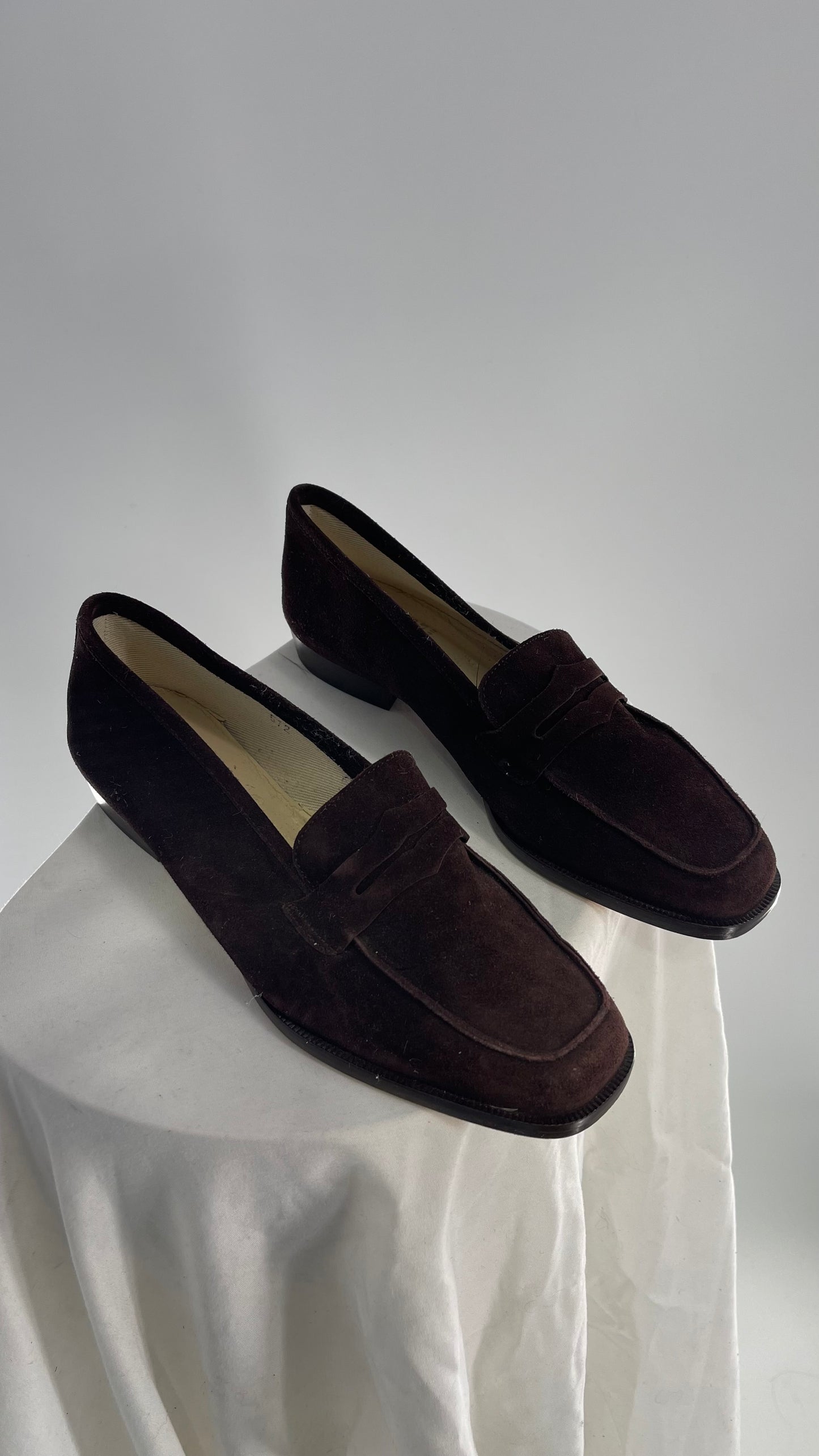 Vintage Brooks Brothers Brown Suede Leather Penny Loafers  (6.5)