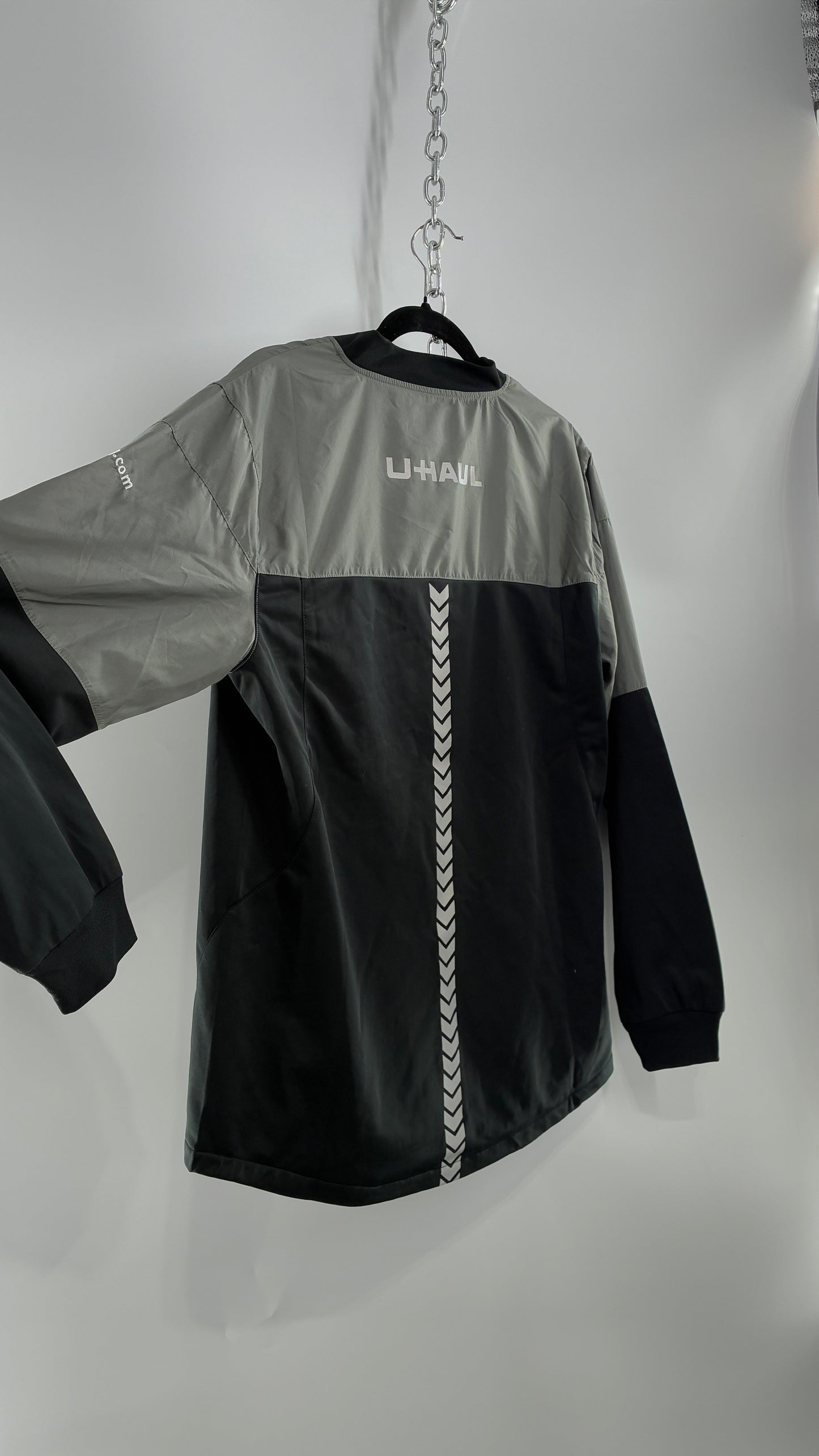 Vintage U-HAUL Embroidered Grey Wind Breaker (Medium)