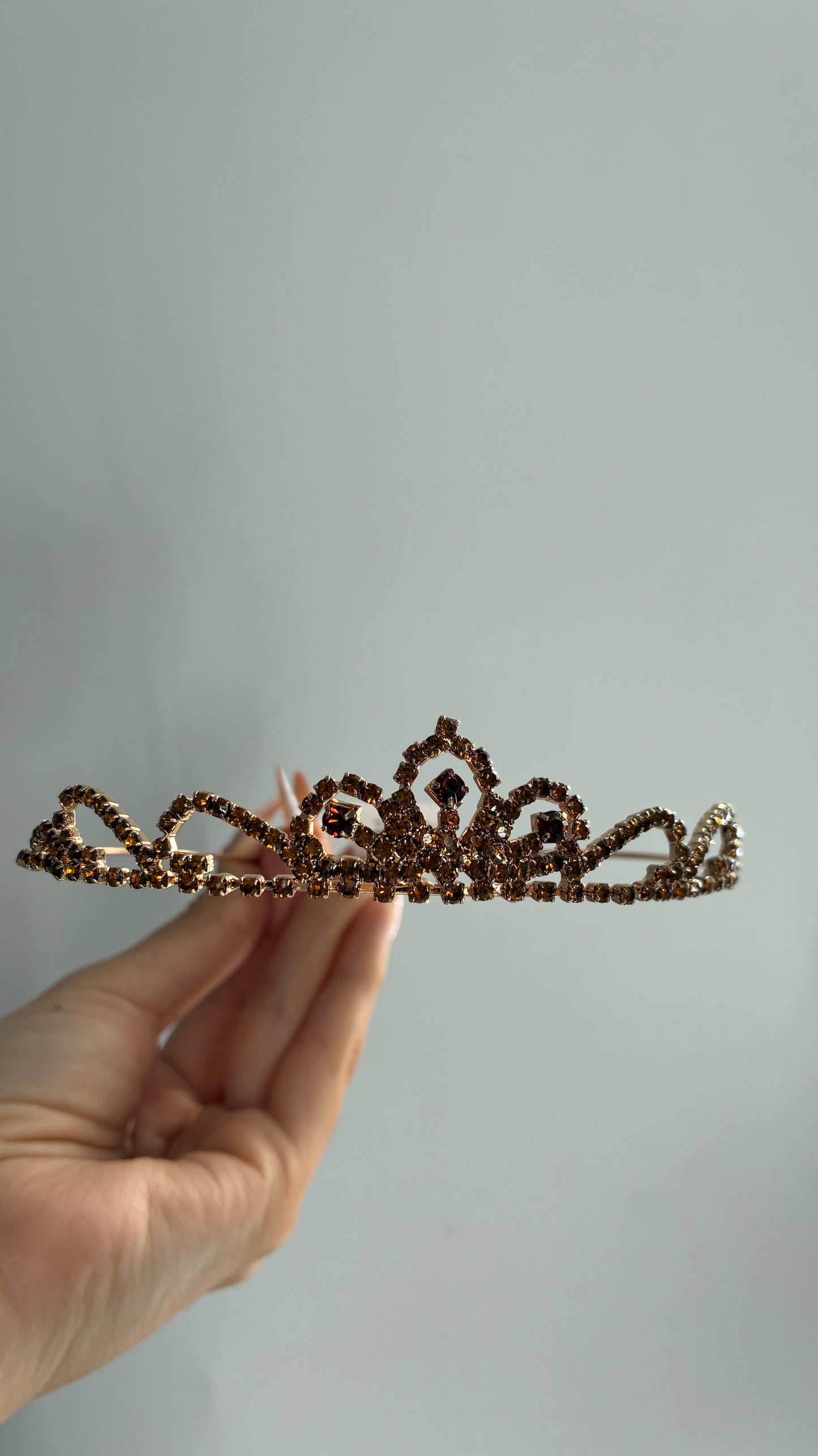 Free People Gold Burgundy Rhinestone Tiara Headband
