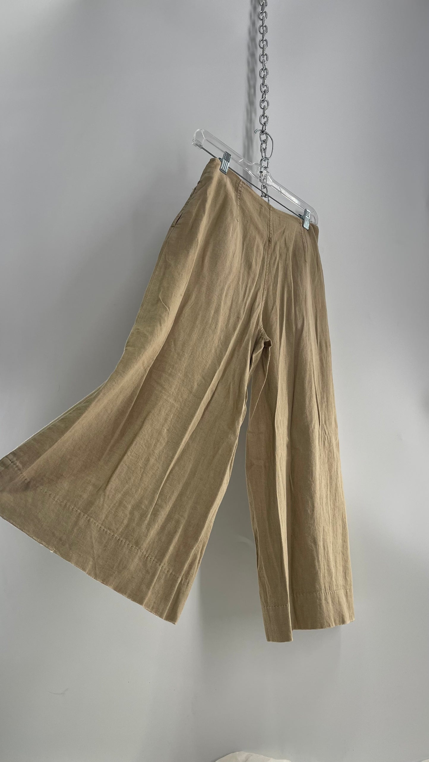 Free People Tan Cropped Wide Leg Trousers (0)