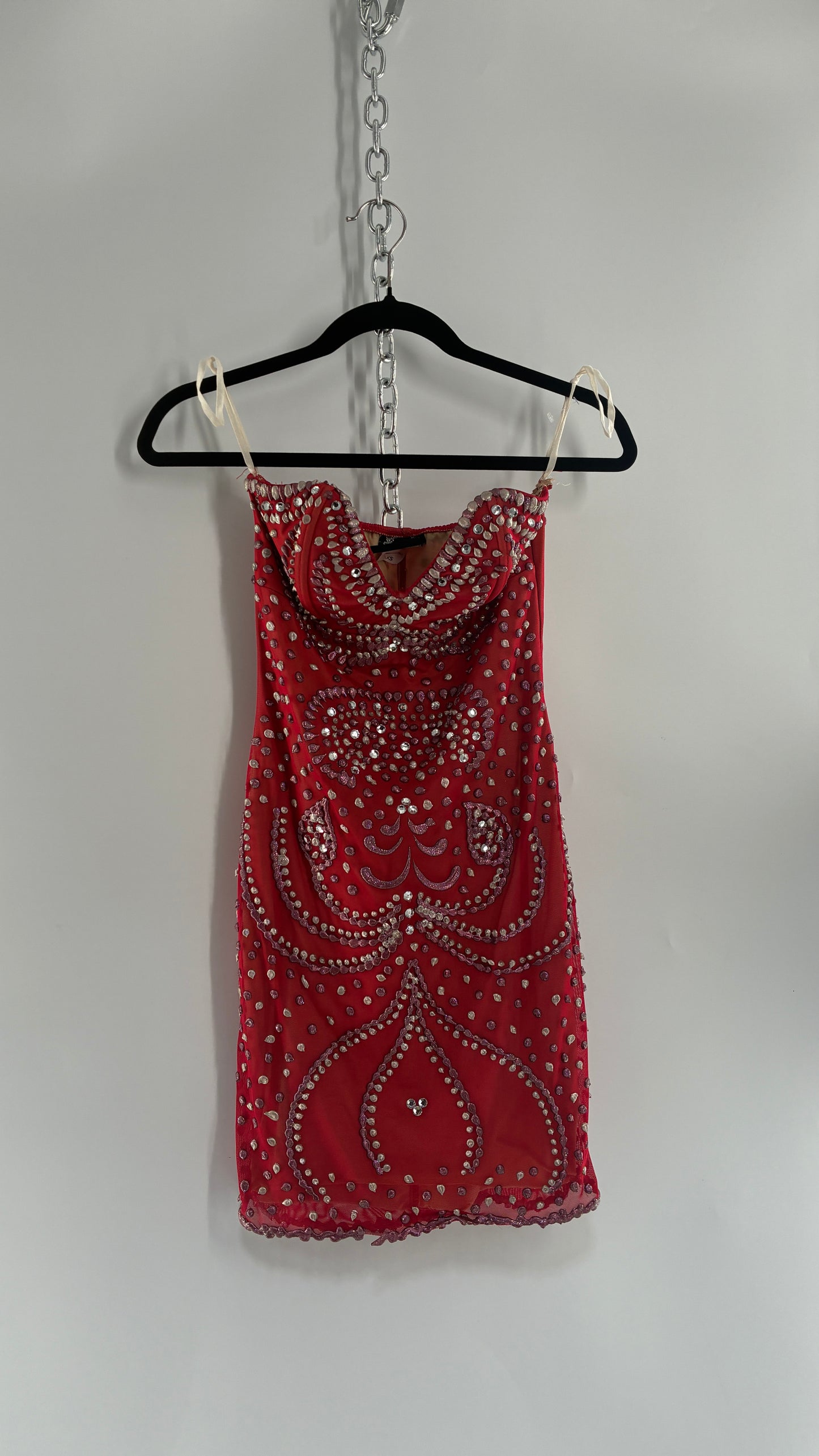 Vintage HOLT Hand Painted in MIAMI Mesh Mini Dress with Wired Corset Bust (XS)