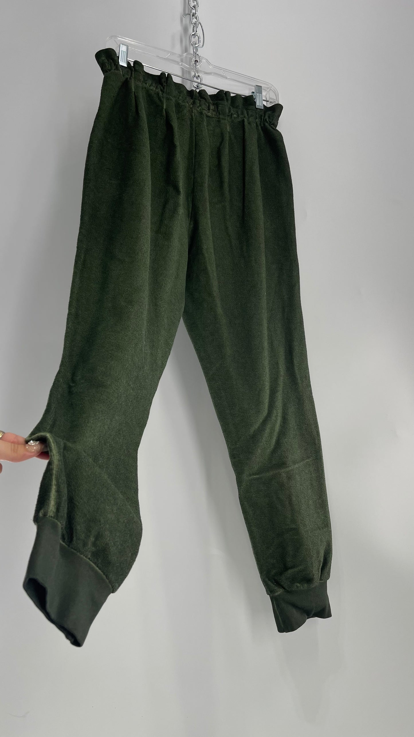 Something Navy Portugal Made Army Green Gauze Hand Dyed Joggers(Medium)