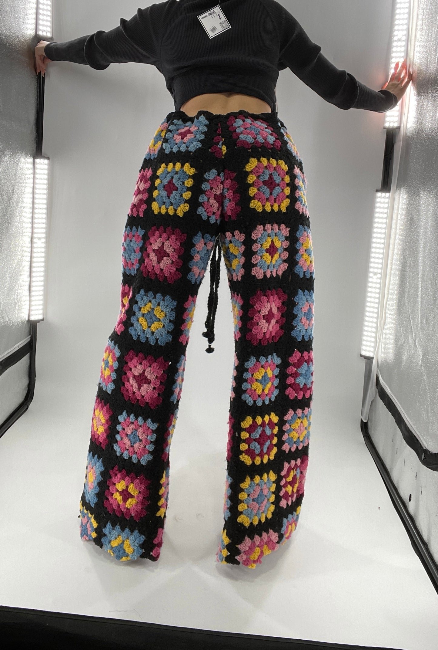 CUSTOM Handmade Granny Square High Contrast Lounge Pants (XS/S/M/L)