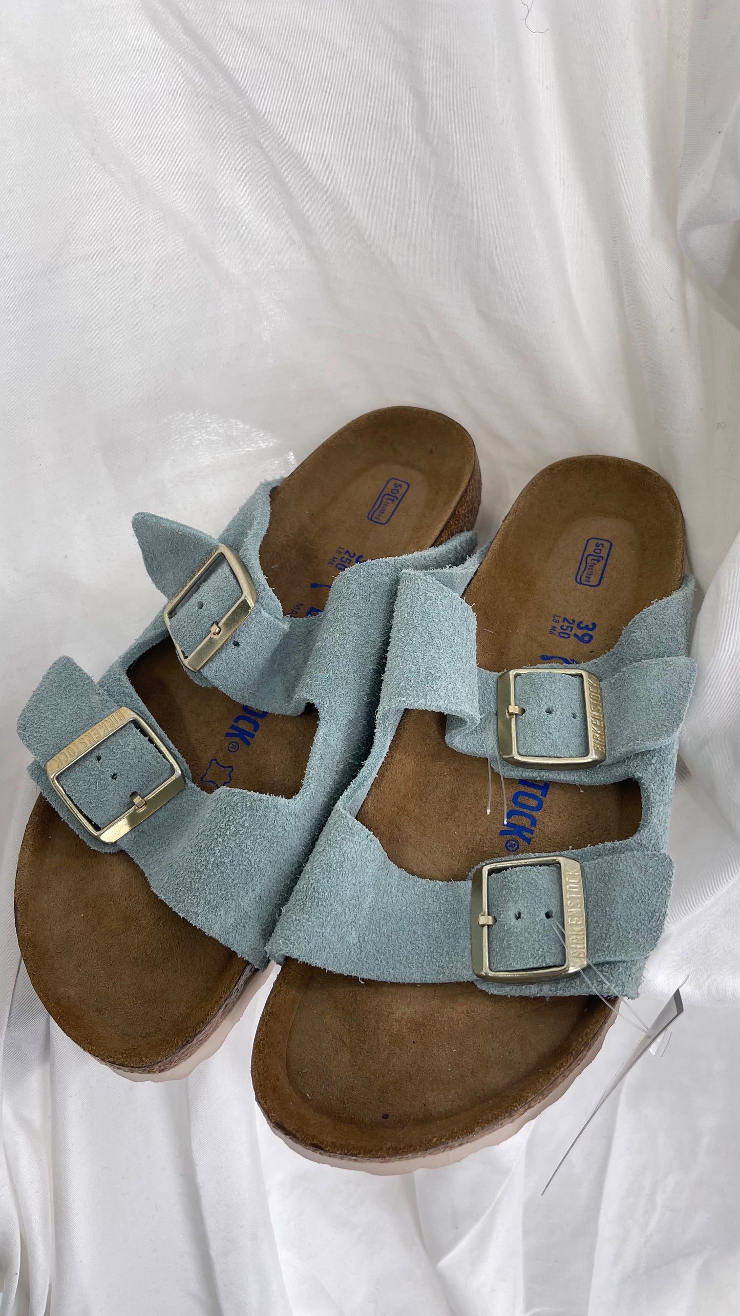 Birkenstock Powder Blue Suede Double Strap Sandal (39/8)