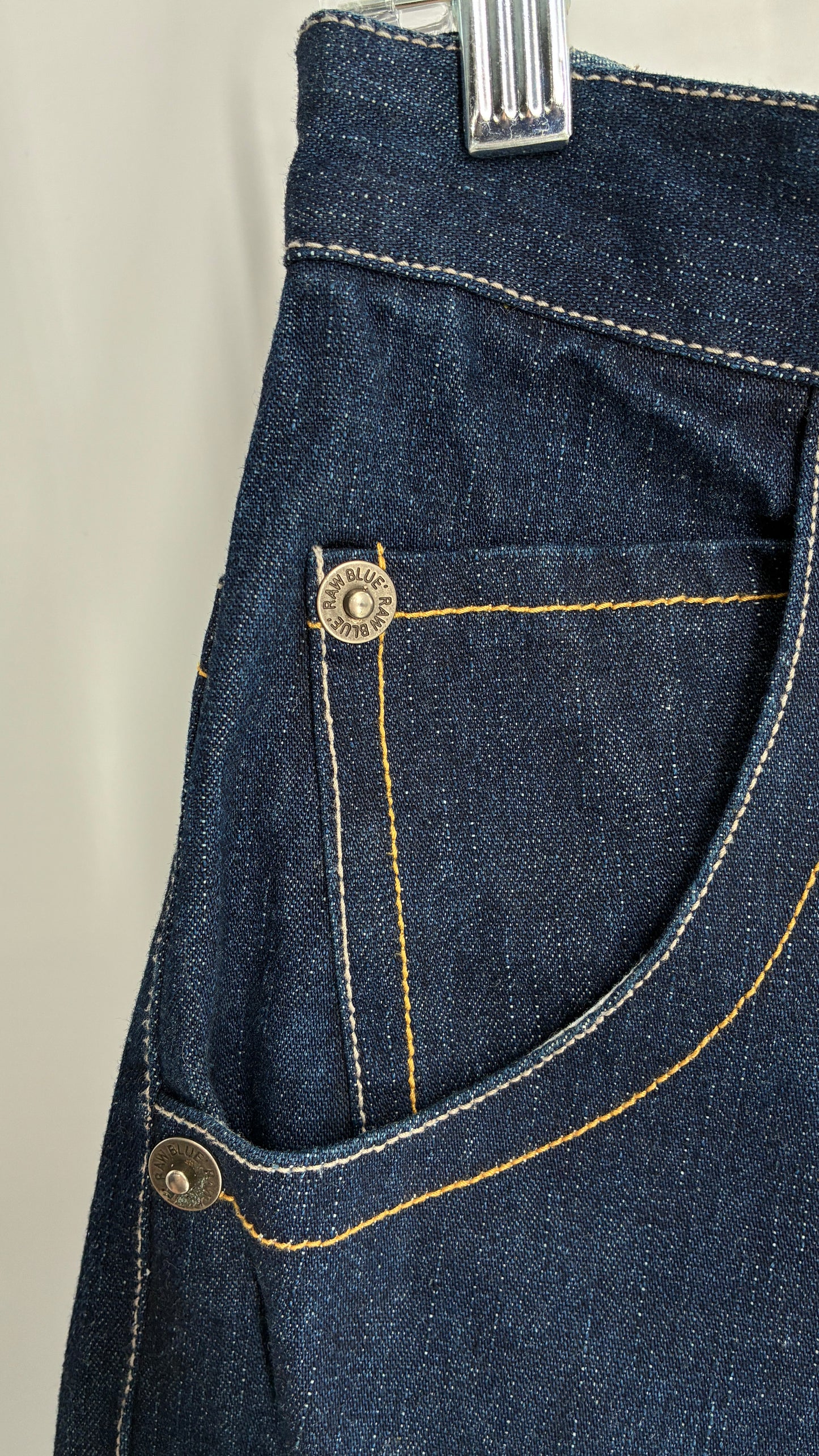 Vintage RAWBLUE Baggy Heavy Denim Wide Legs with AF1 Appliqué (32W/31)