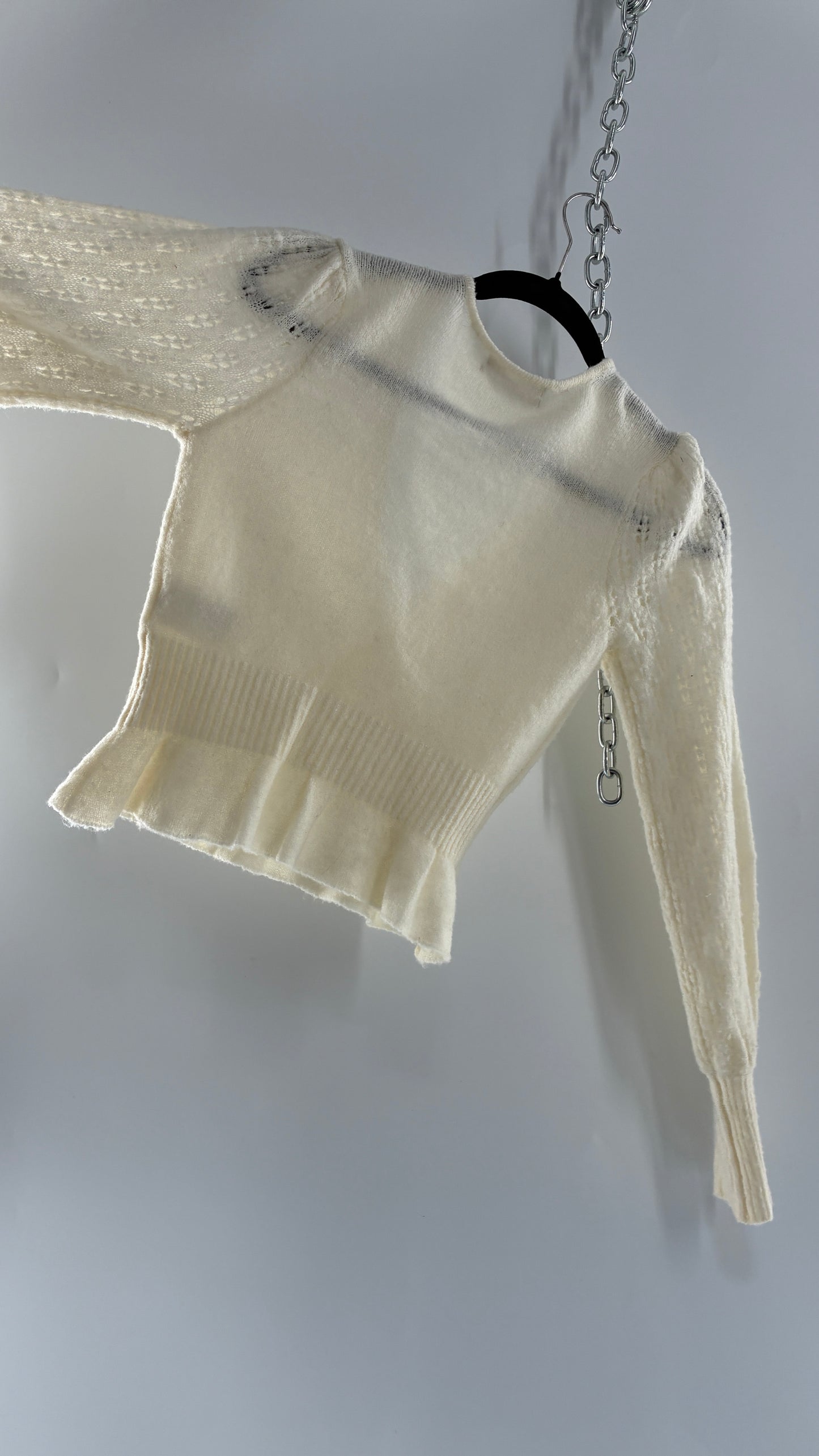 Urban Outfitters Ballerina Cross Over Bubble Sleeve Knit Top (XS)