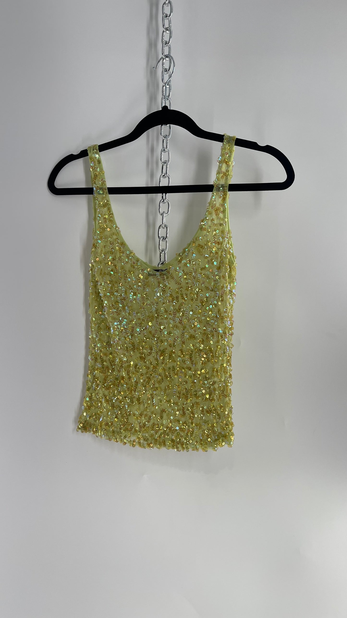 Vintage MEZZO Italy Green Sequin Tank (Medium)