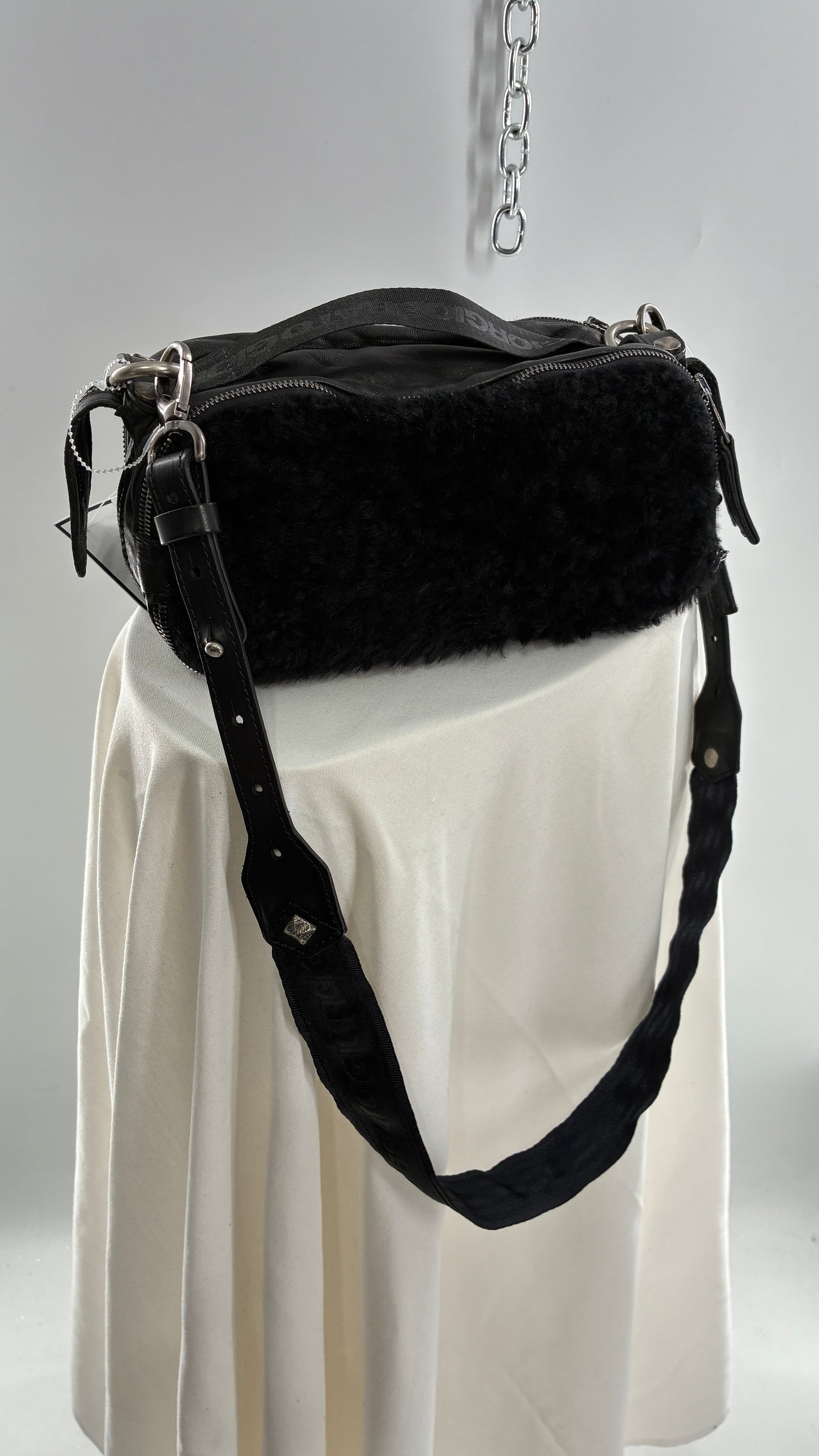 GIORGIO BRATO Black Lamb Leather Convertible Shoulder Bag and Backpack
