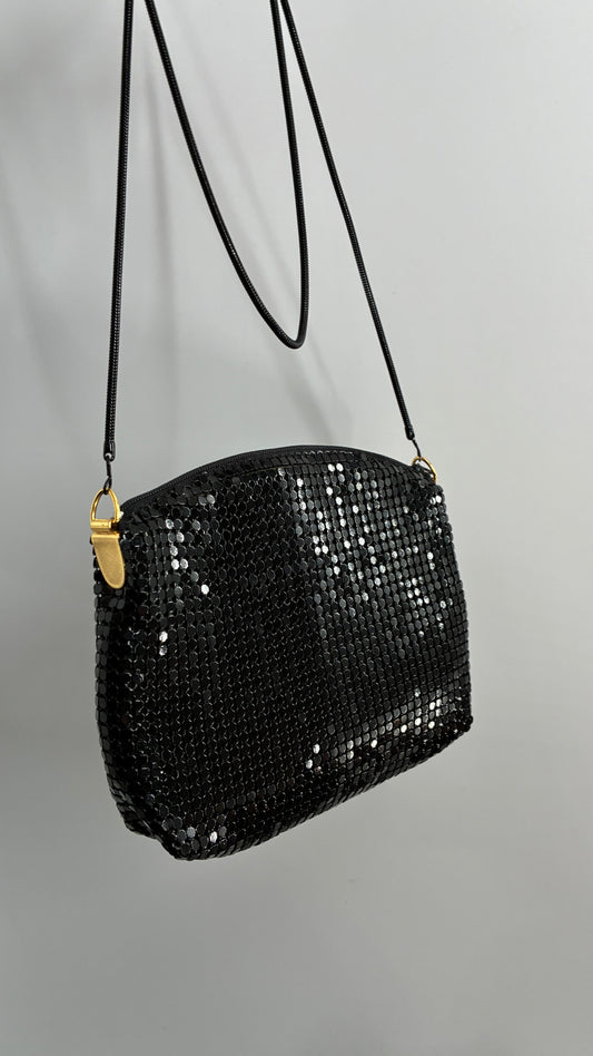 Vintage Black Metal Mesh Crossbody Purse