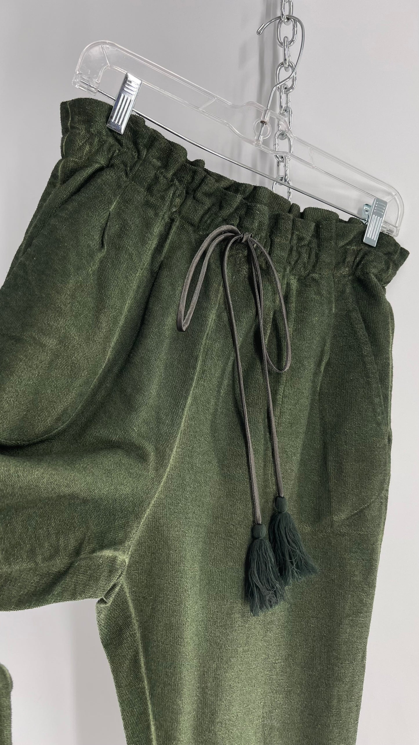 Something Navy Portugal Made Army Green Gauze Hand Dyed Joggers(Medium)