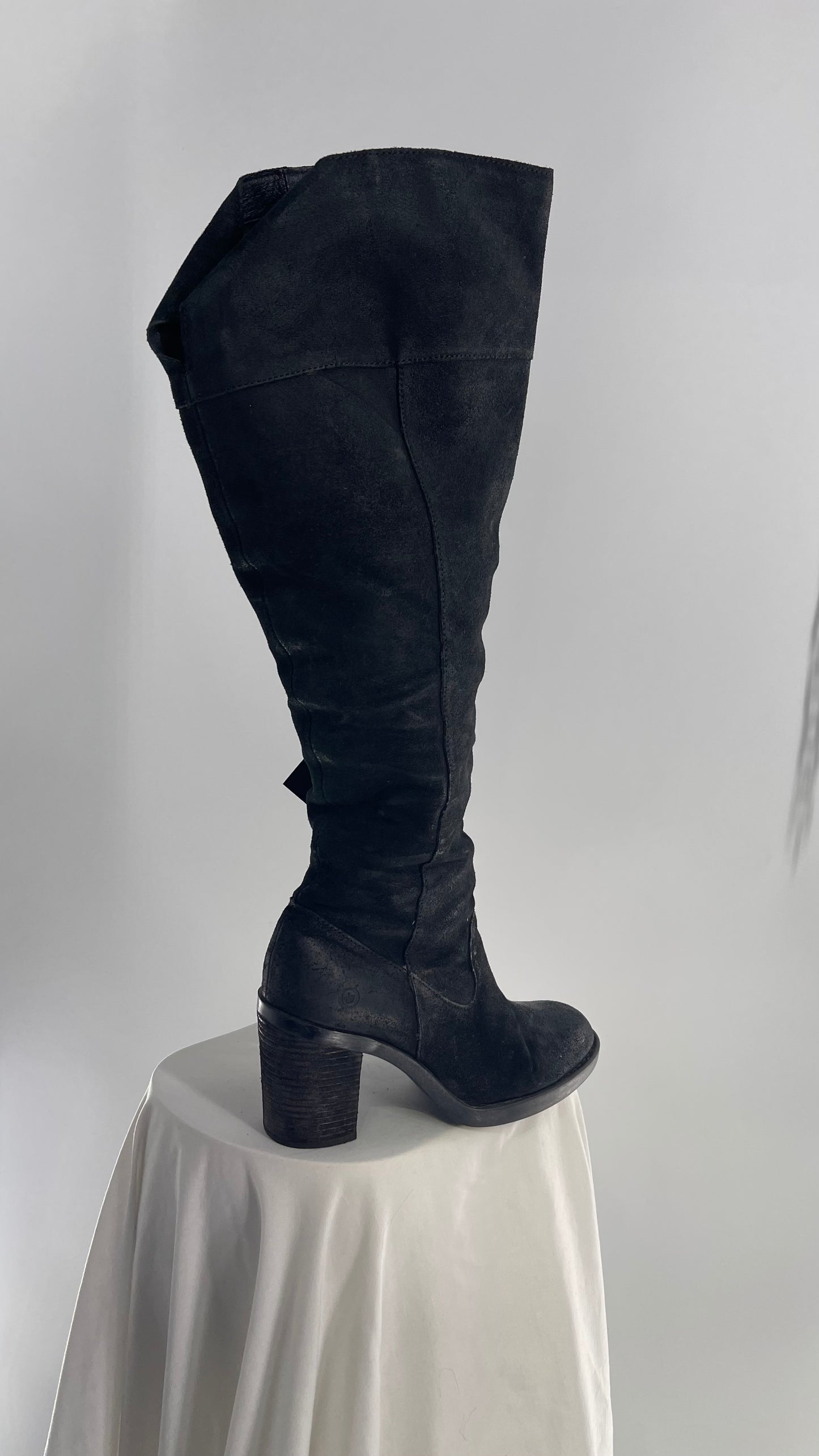 Born Metallic Textured Black Suede Tall Boot (8.5)