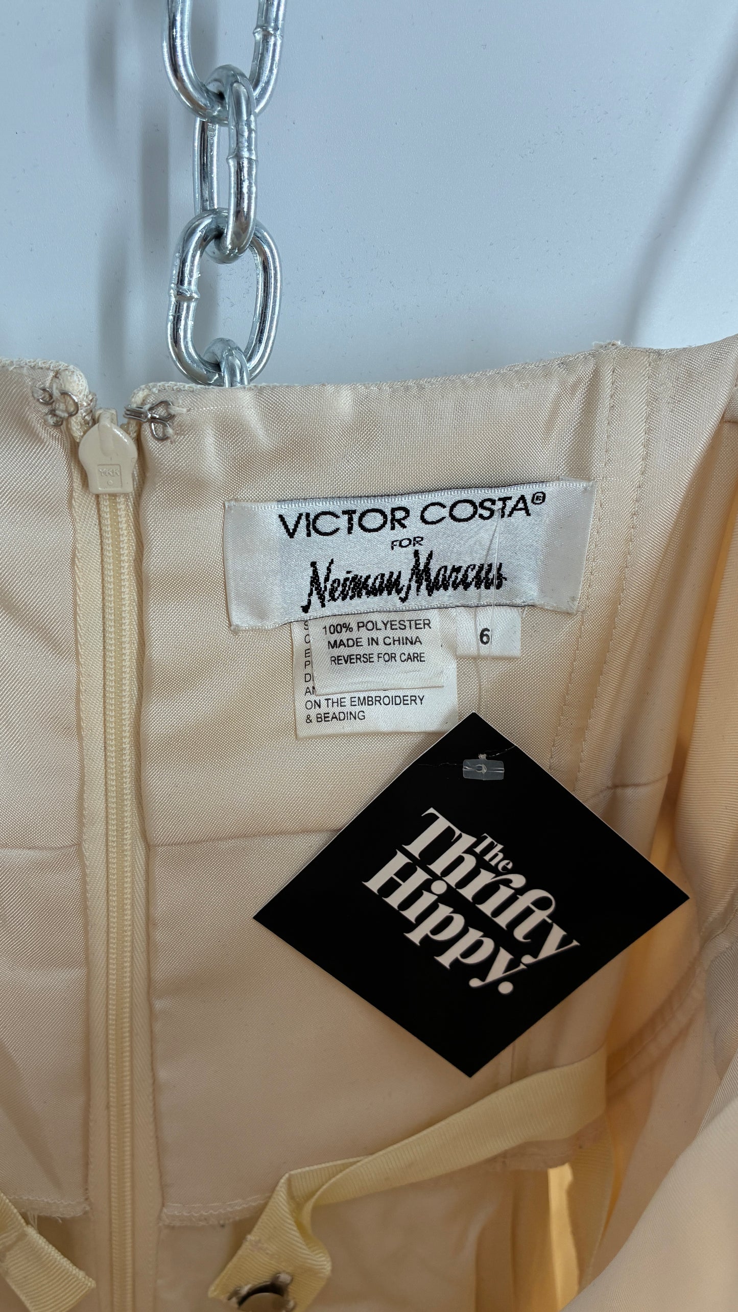 Vintage Victor Costa for Neiman Marcus Strapless Ruched/Pleated Bust Mermaid Gown Covered in Braided Threads and Embroidered Beads (6)
