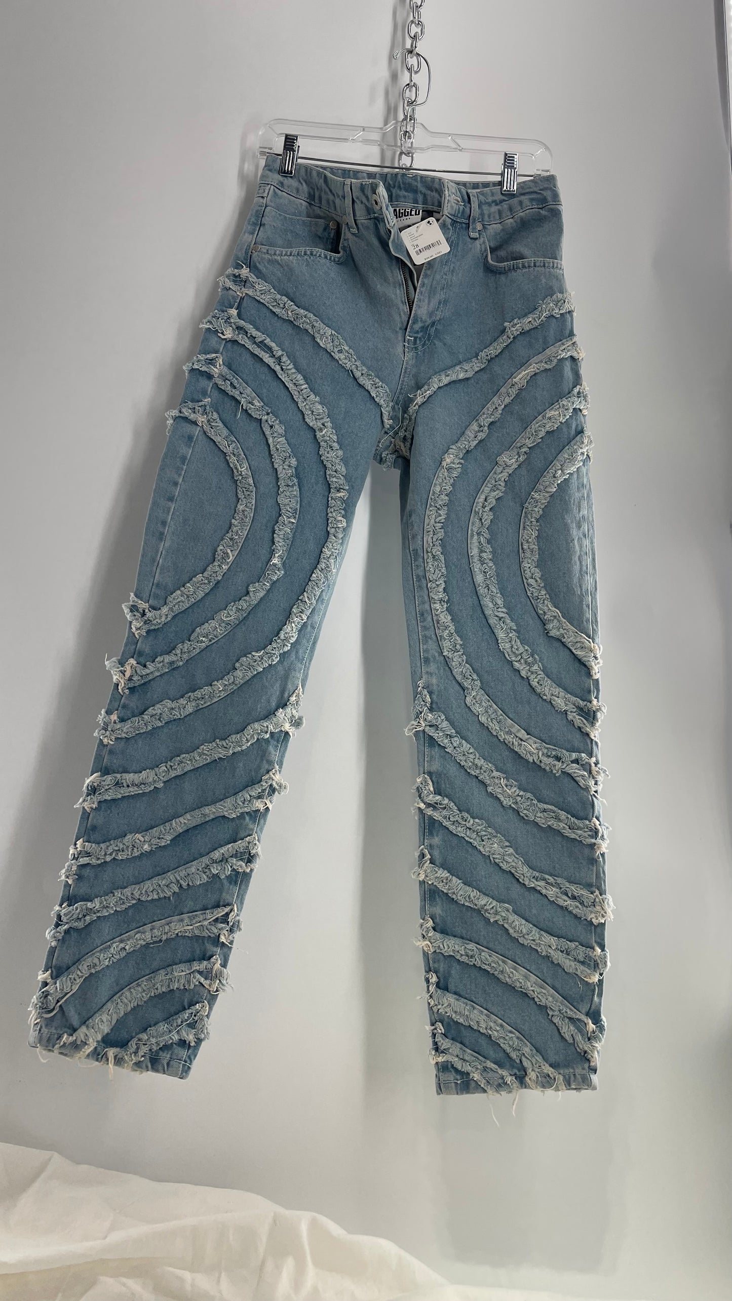 RAGGED PRIEST x Free People Raw Edge Seam Jeans with Tags Attached (28)