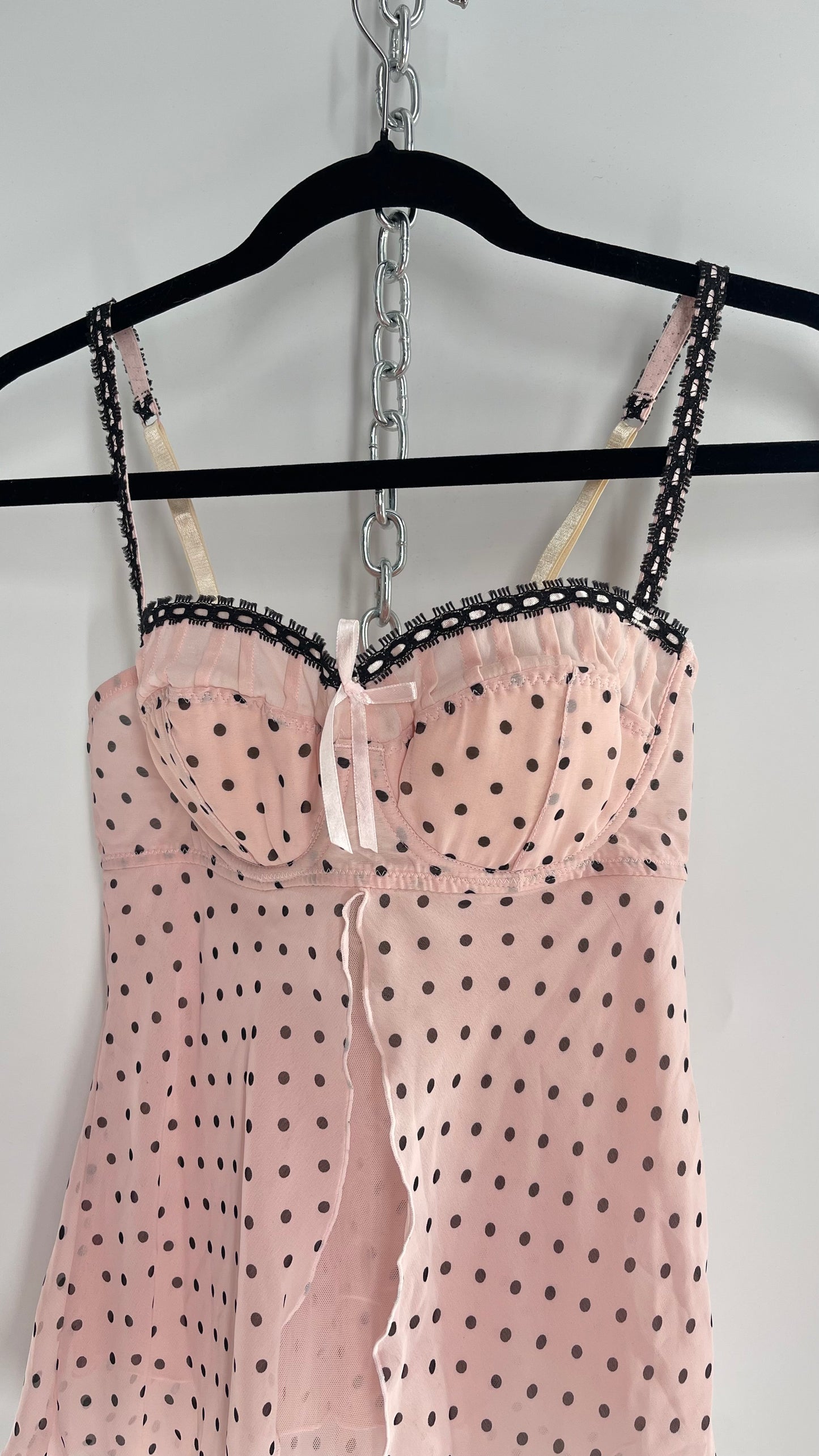 Vintage Native Intimates Baby Pink Polka Dot Bustier (34C/Medium)