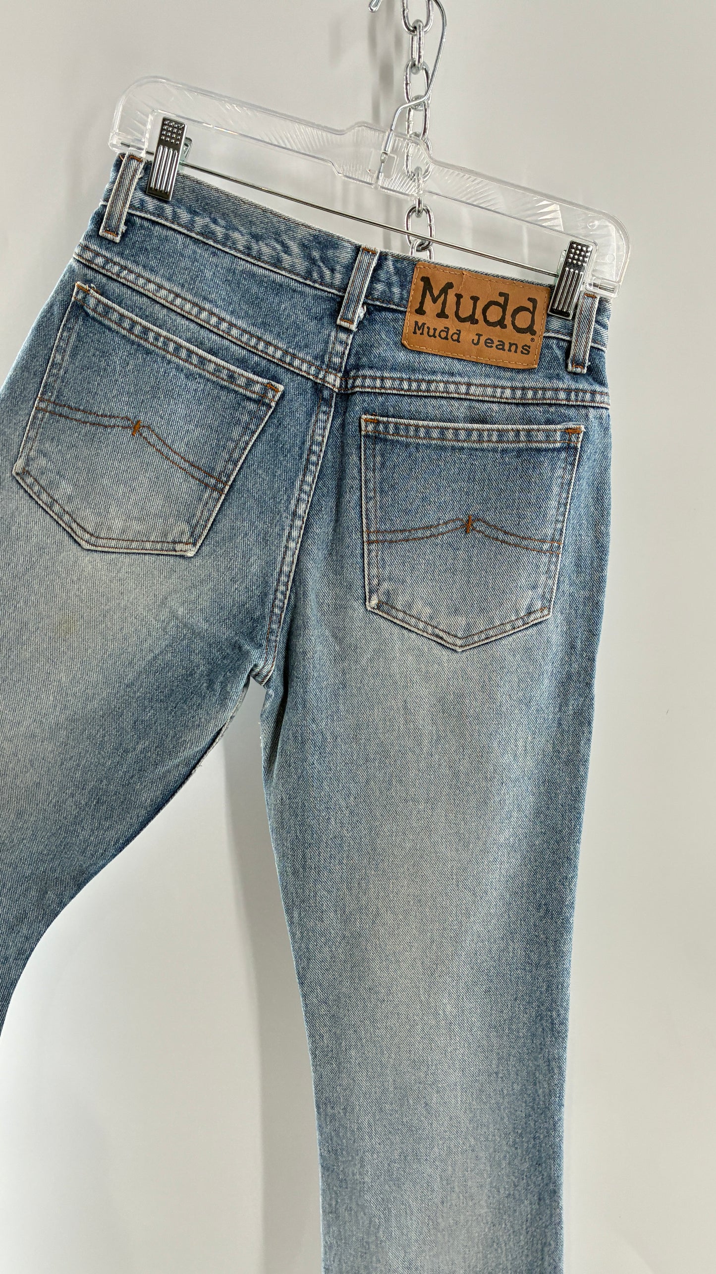 Vintage MUDD Light Wash Kick Flare Jeans with Oversized Jacron (7)