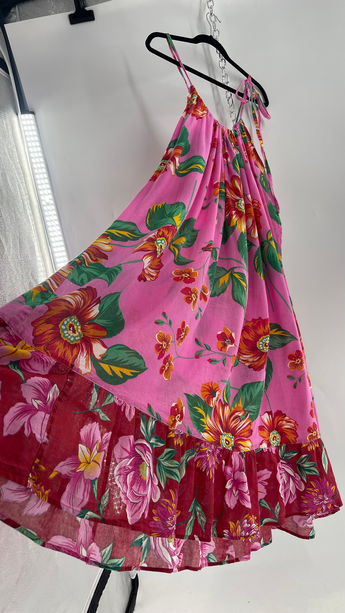 Handemade Brazilian Color Blocked Pink/Red Floral Maxi (One Size)