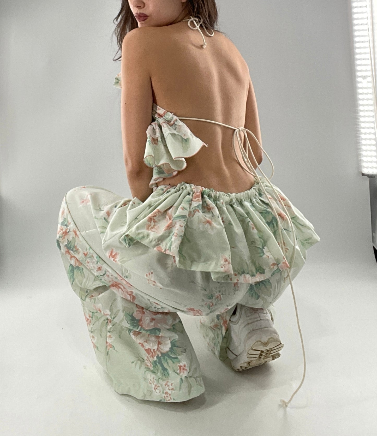 Vintage Set Covered in Delicate Dainty Florals, Butterflies, and Ruffles (One Size, Adjustable)