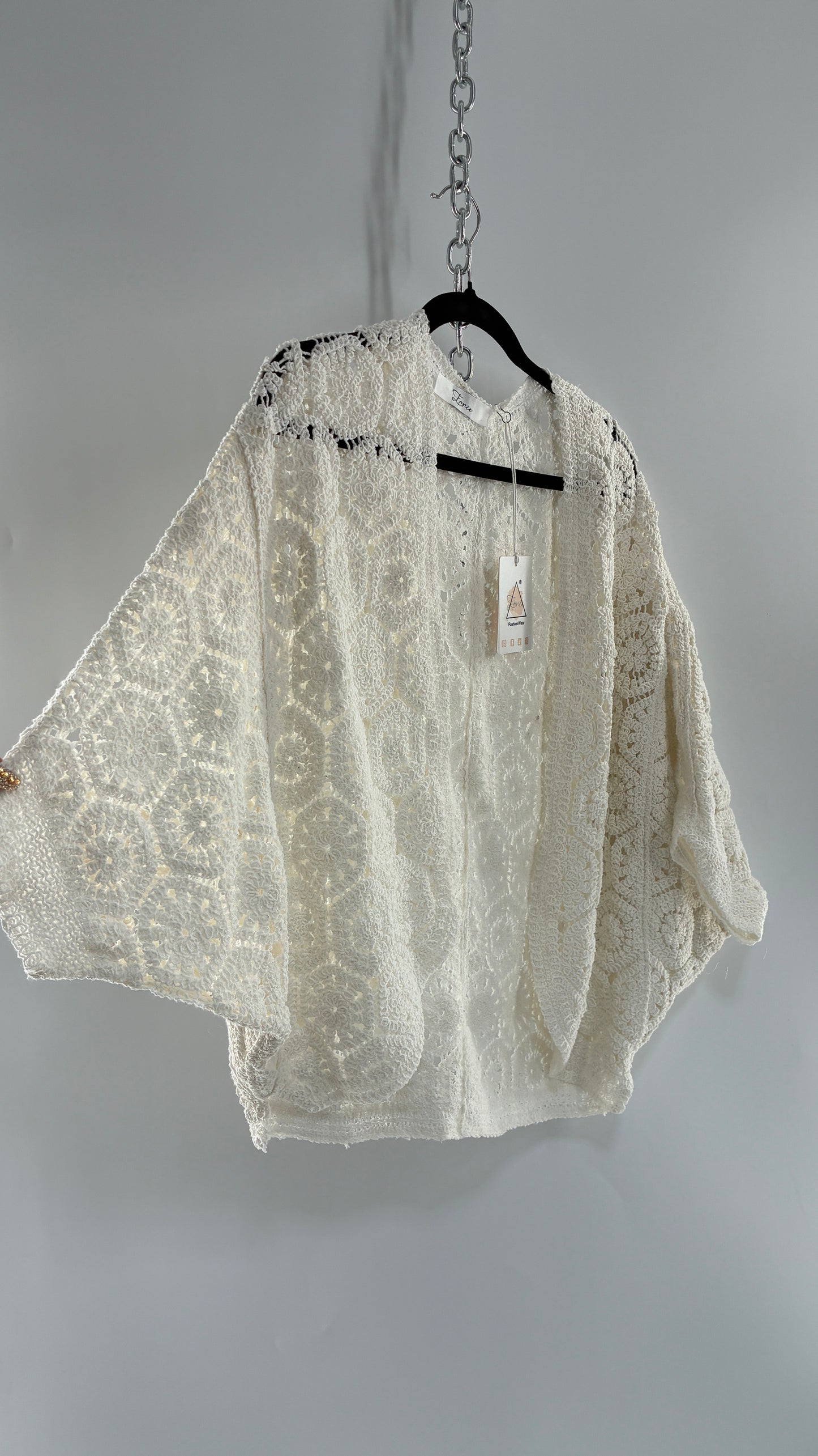 Imported White Crochet Cape from Portugal with Tags Attached