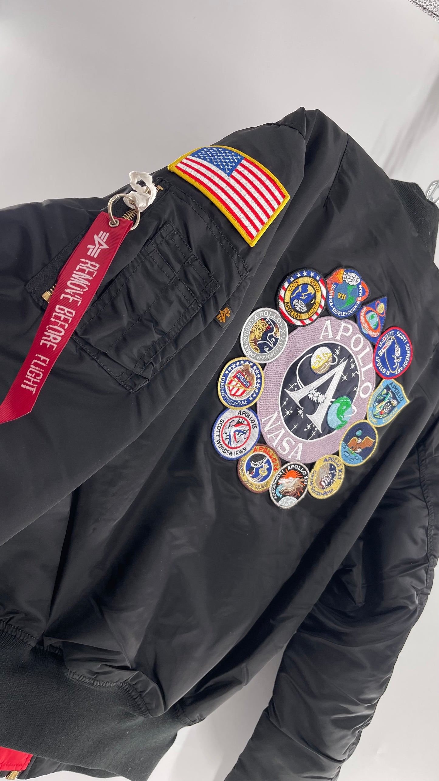 NASA Black Bomber Jacket with Tons of Patches Never Worn with Tags (XXL)