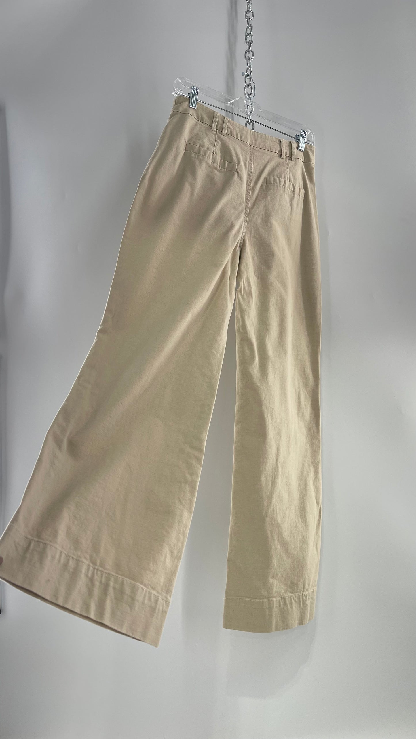 Avec Les Filles 97% Cotton Tan/Neutral Pleated Waist Trouser (S)