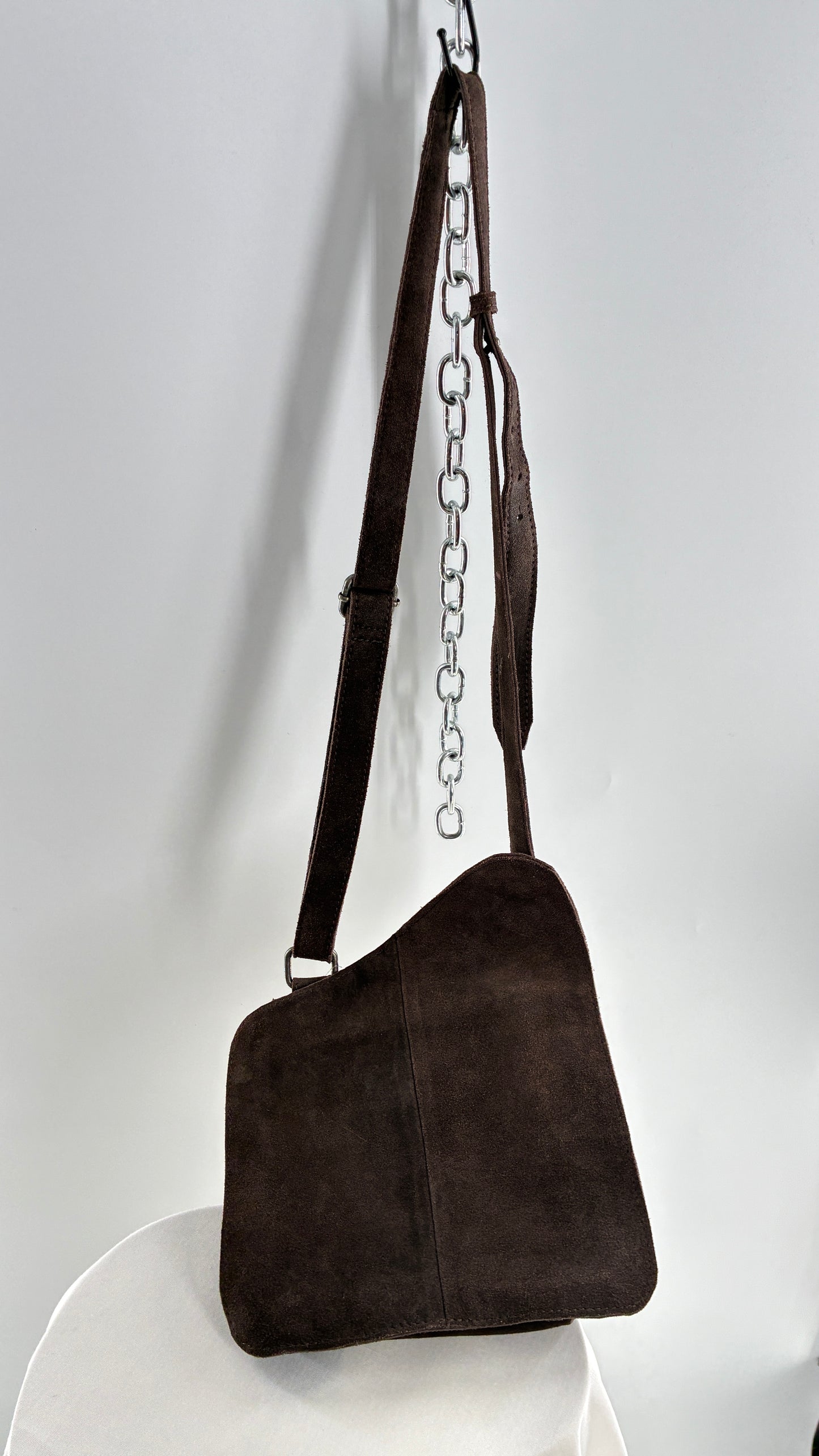 Free People Brown Suede Leather Crossbody Pouch Purse
