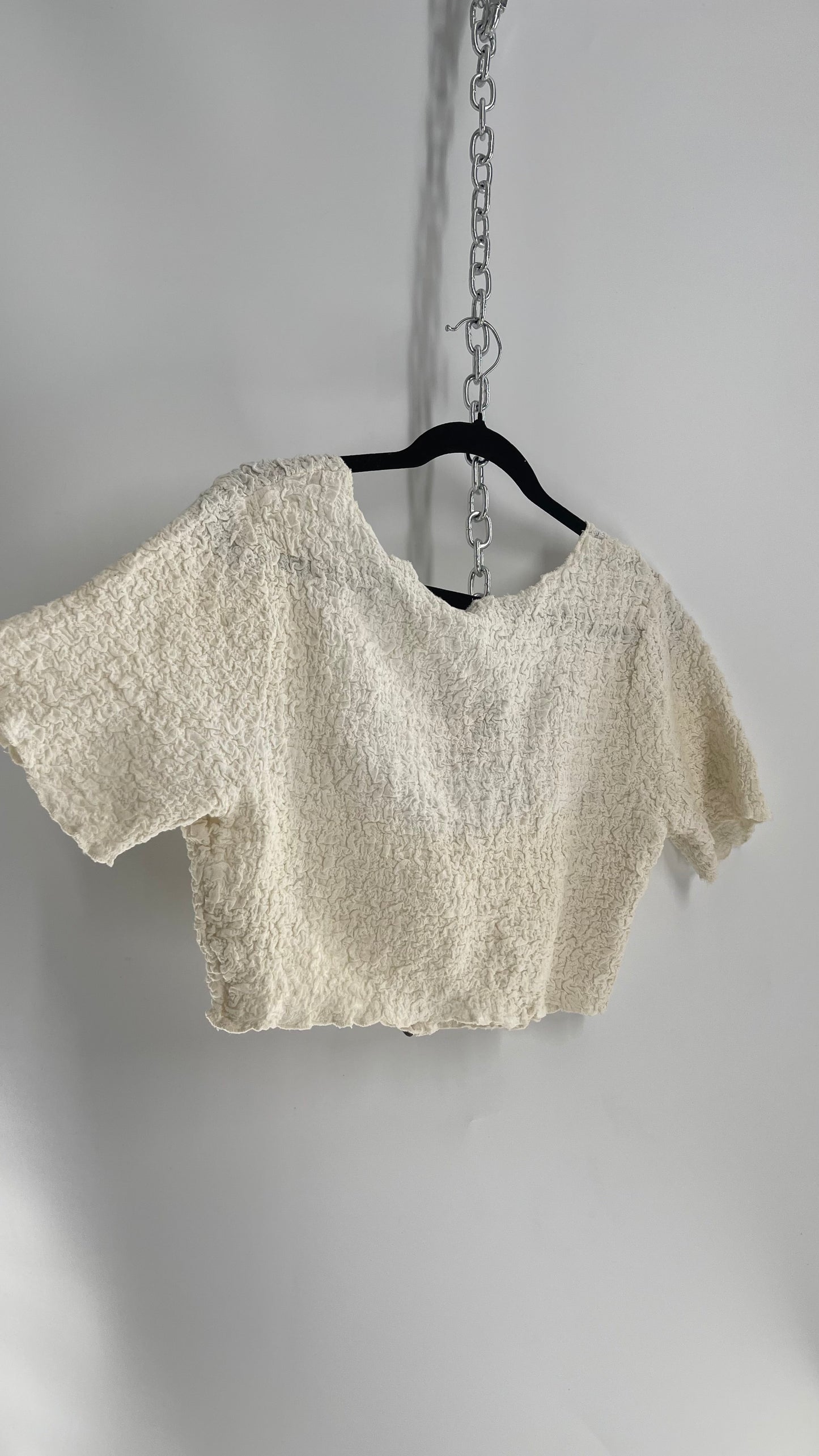 Free People Textured Off White Crop(Large)