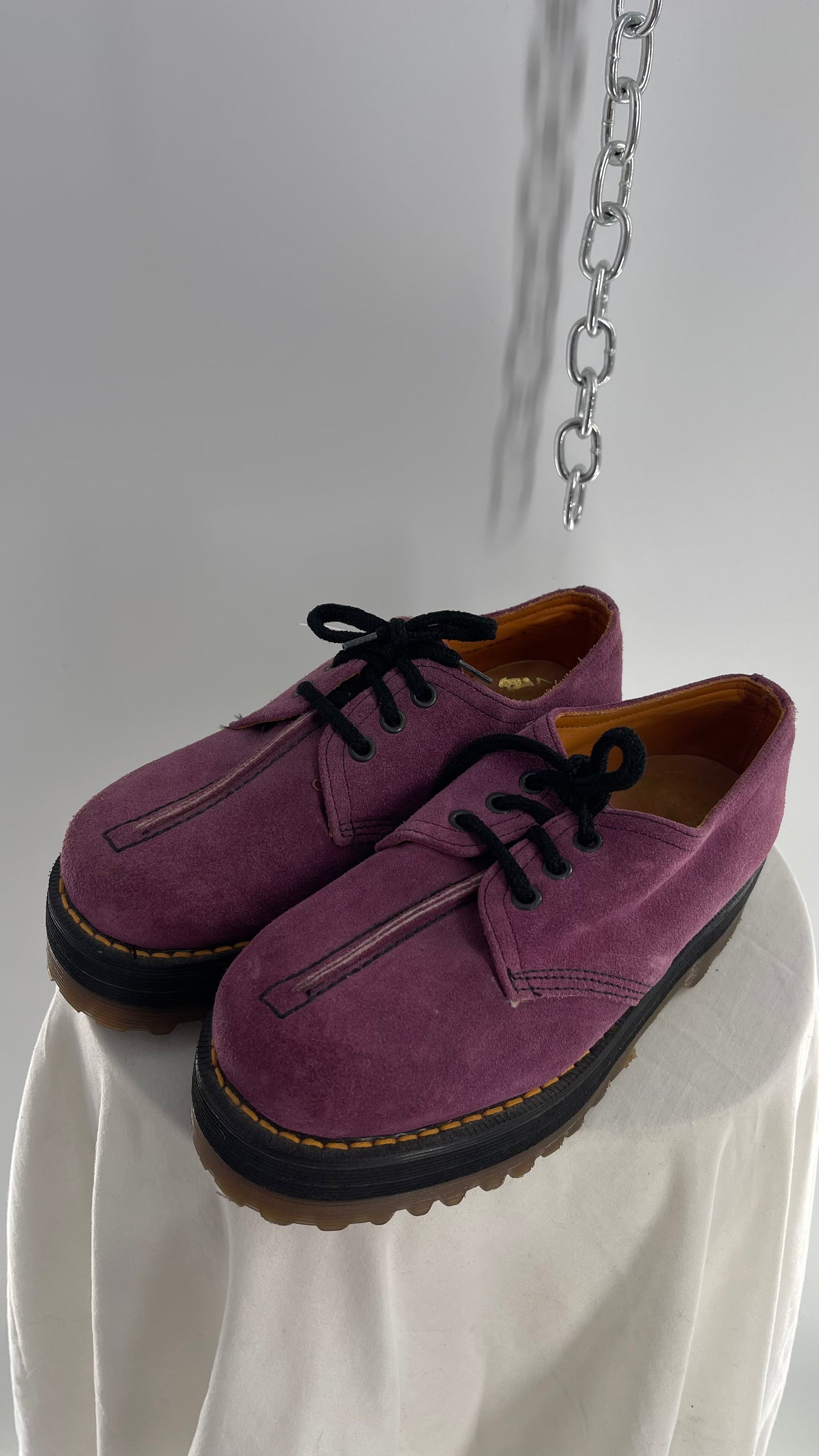 SUPER RARE Vintage Dr. Martens Platform Purple/Mauve Suede Leather Oxfords (3)