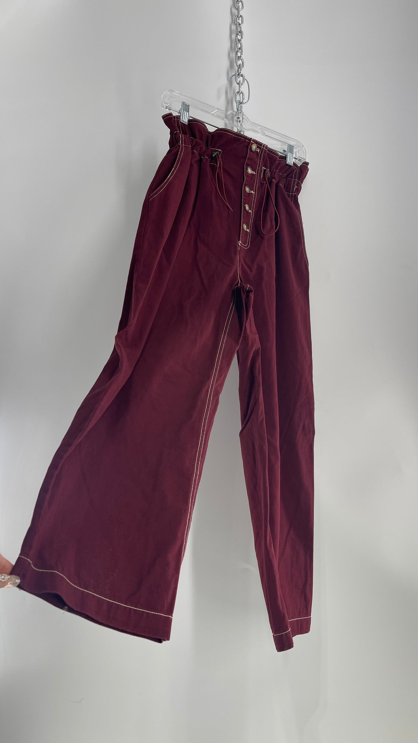 Maroon Urban Outfitters Flare Button Up Pants (M)