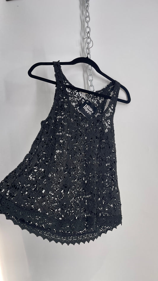 Ecote Urban Outfitters Lace Crochet Black Tank (Small)