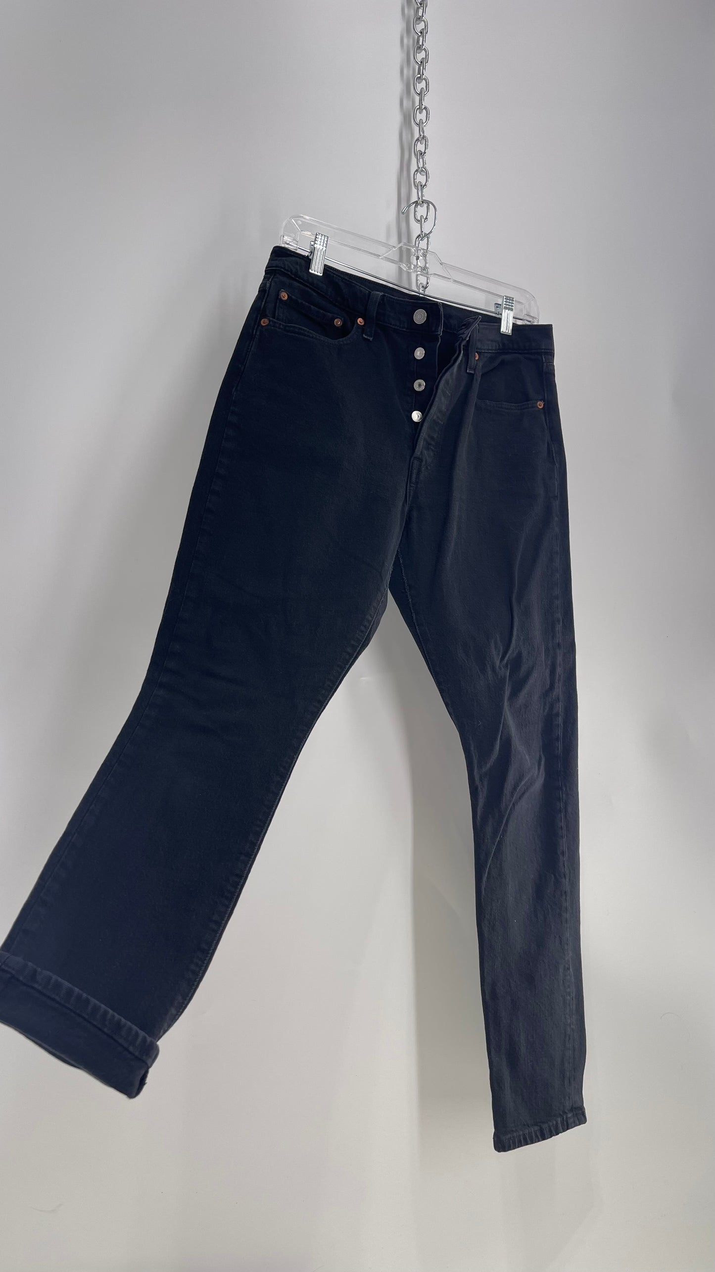 Vintage LEVI 501 Black Button Front Denim (30)