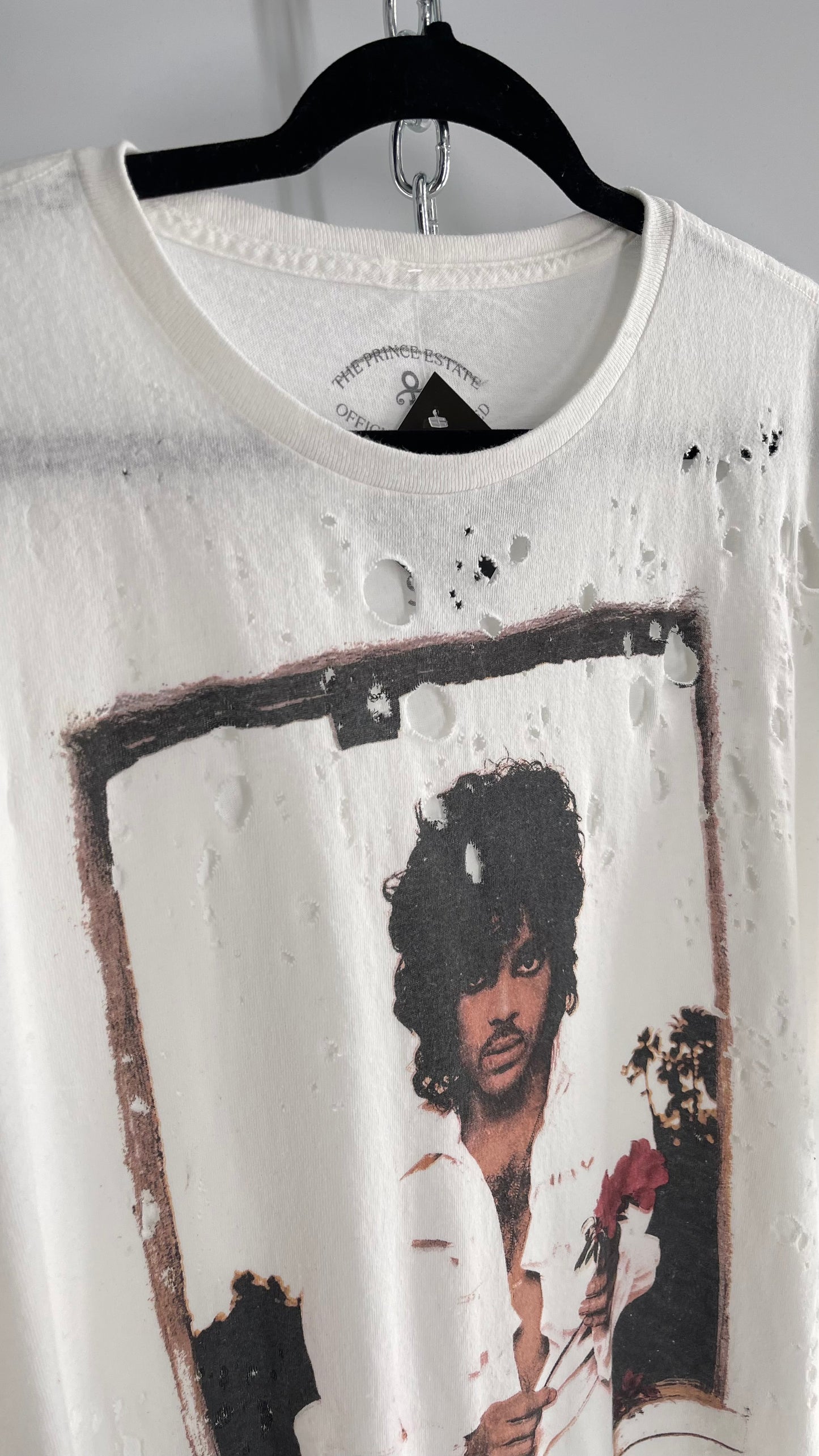 The Prince Estate Oversized Distressed Band T  (S/M)