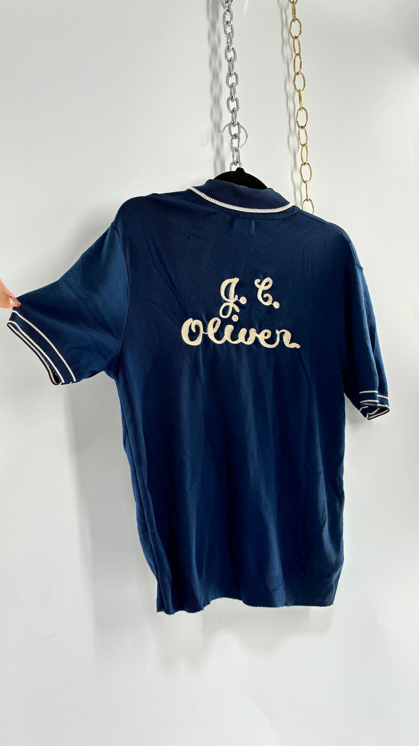 Vintage 1970s SEARS PBA Chain Stitch J.L. Oliver Bowling Polo (Medium)