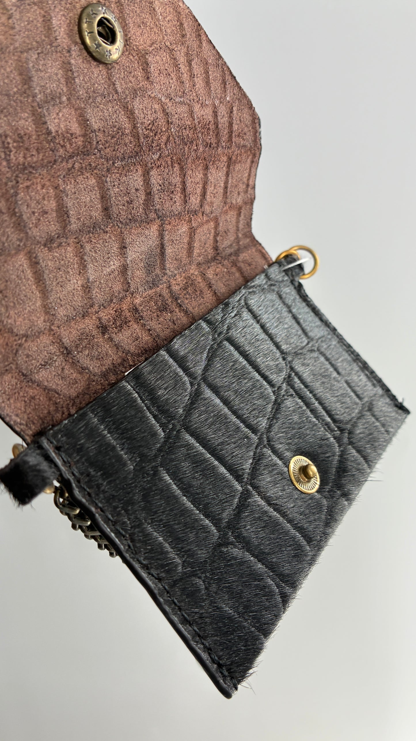 Free People Leather Belt Coin/Card Pouch with Brass Hardware
