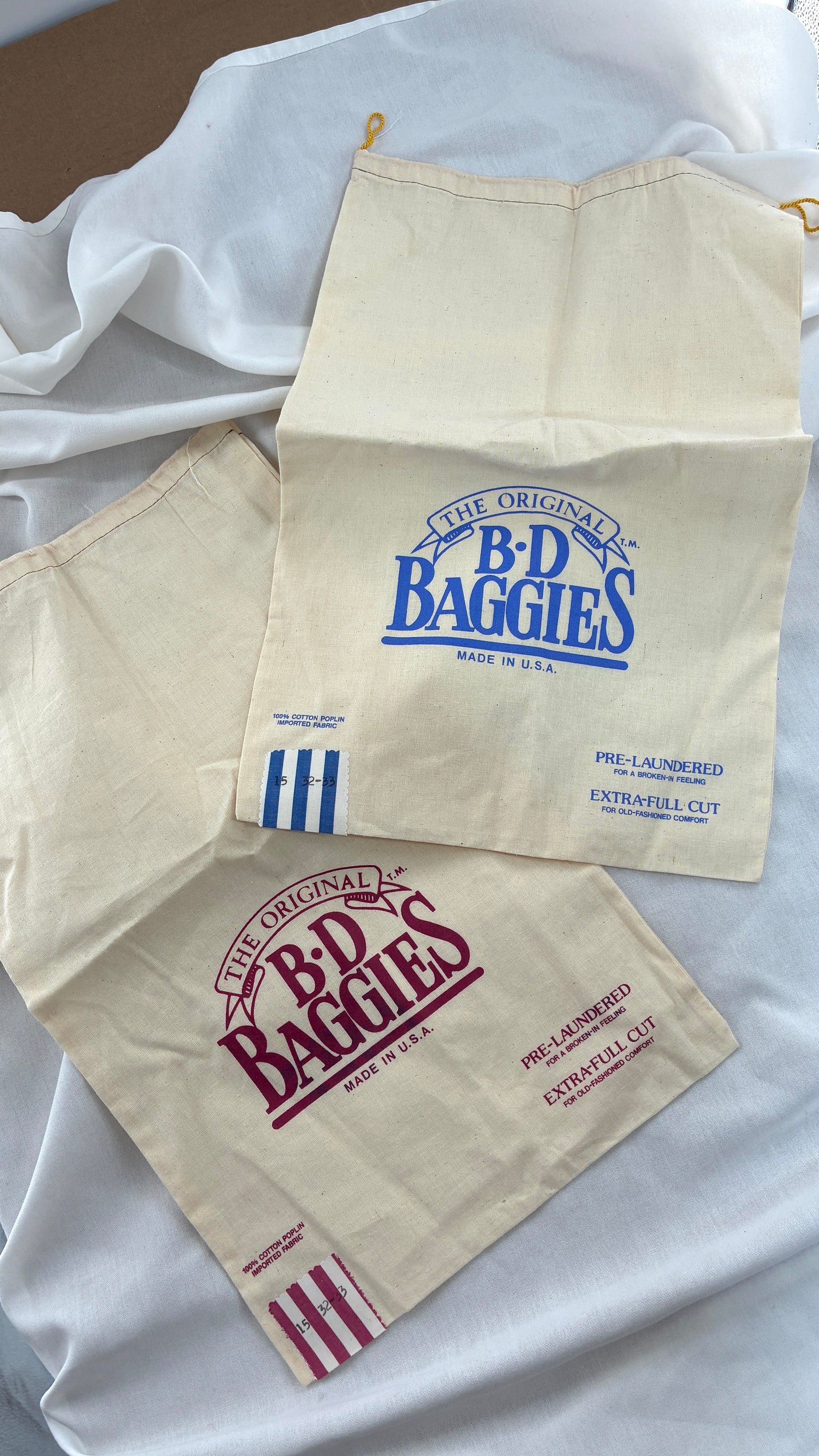 Vintage BD BAGGIES 100% Cotton Poplin Drawstring Bags