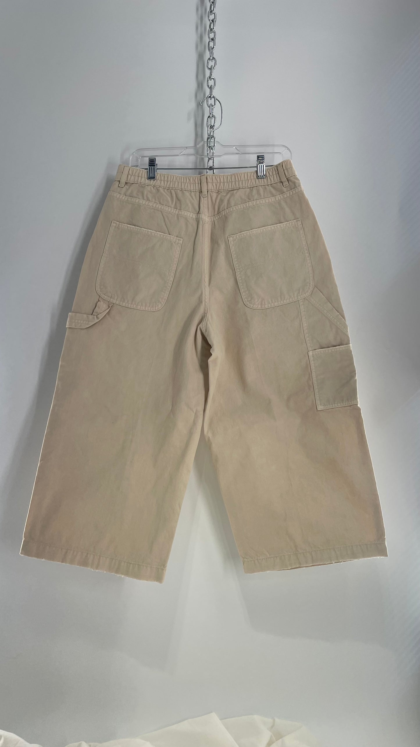 BDG Cropped Beige Baggy Wide Leg Cargos (6)