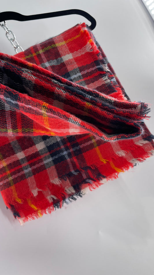 Free People Red Plaid Large Thick Scarf