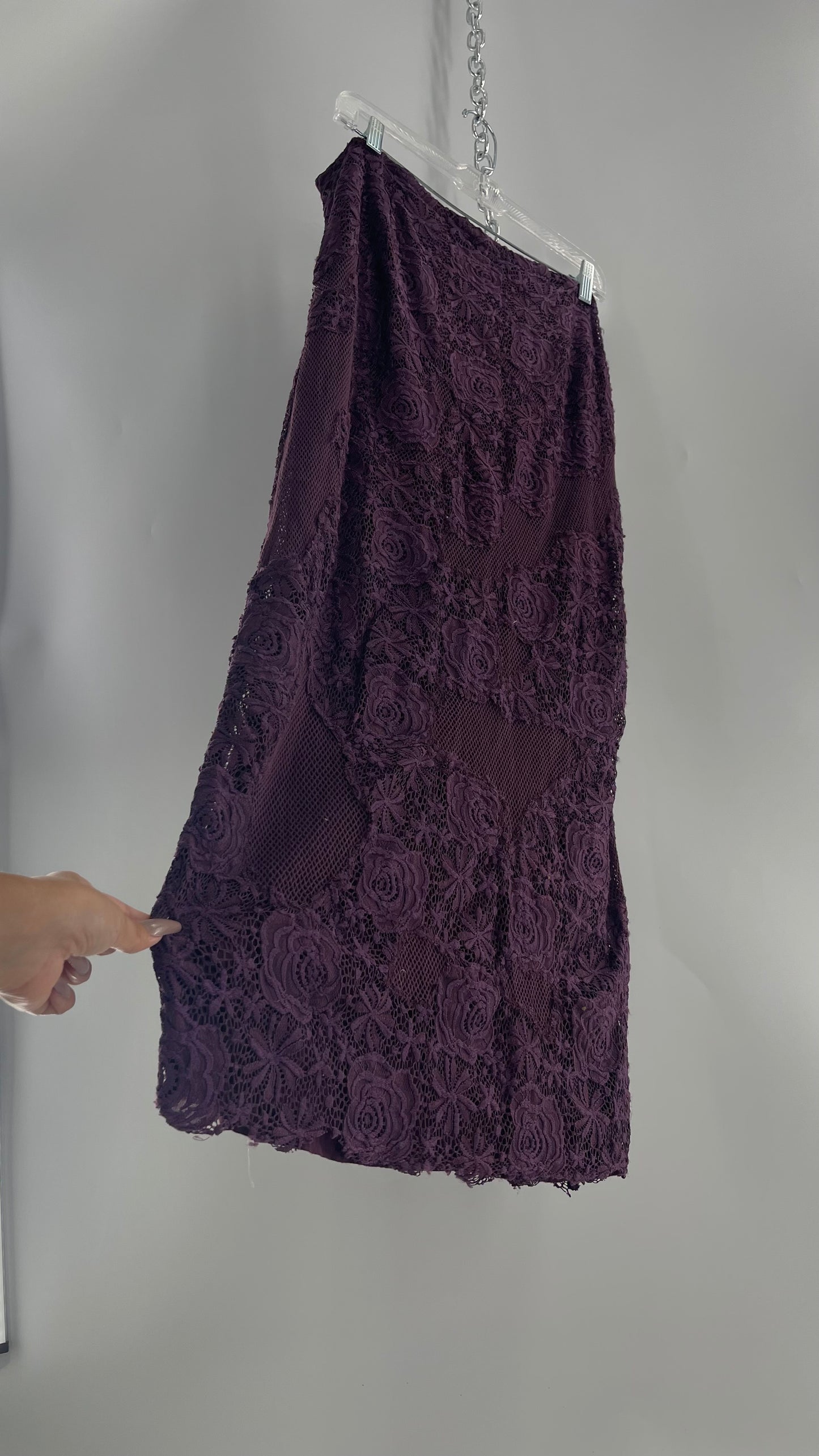 Free People Plum/Purple Lace Mesh Skirt with Tags Attached (Medium)