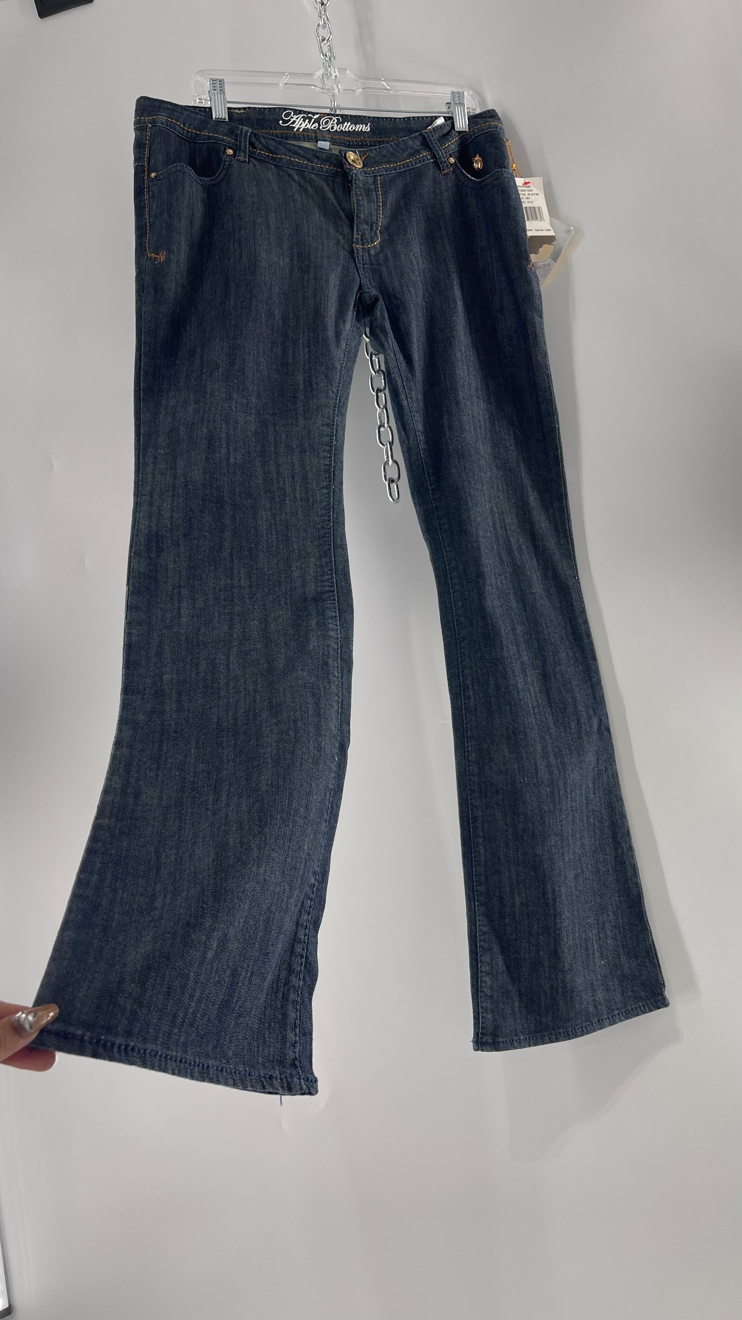 Deadstock Apple Bottom Jeans with  Gold Embossed Jacron and Apple Patch Pockets (13/14)