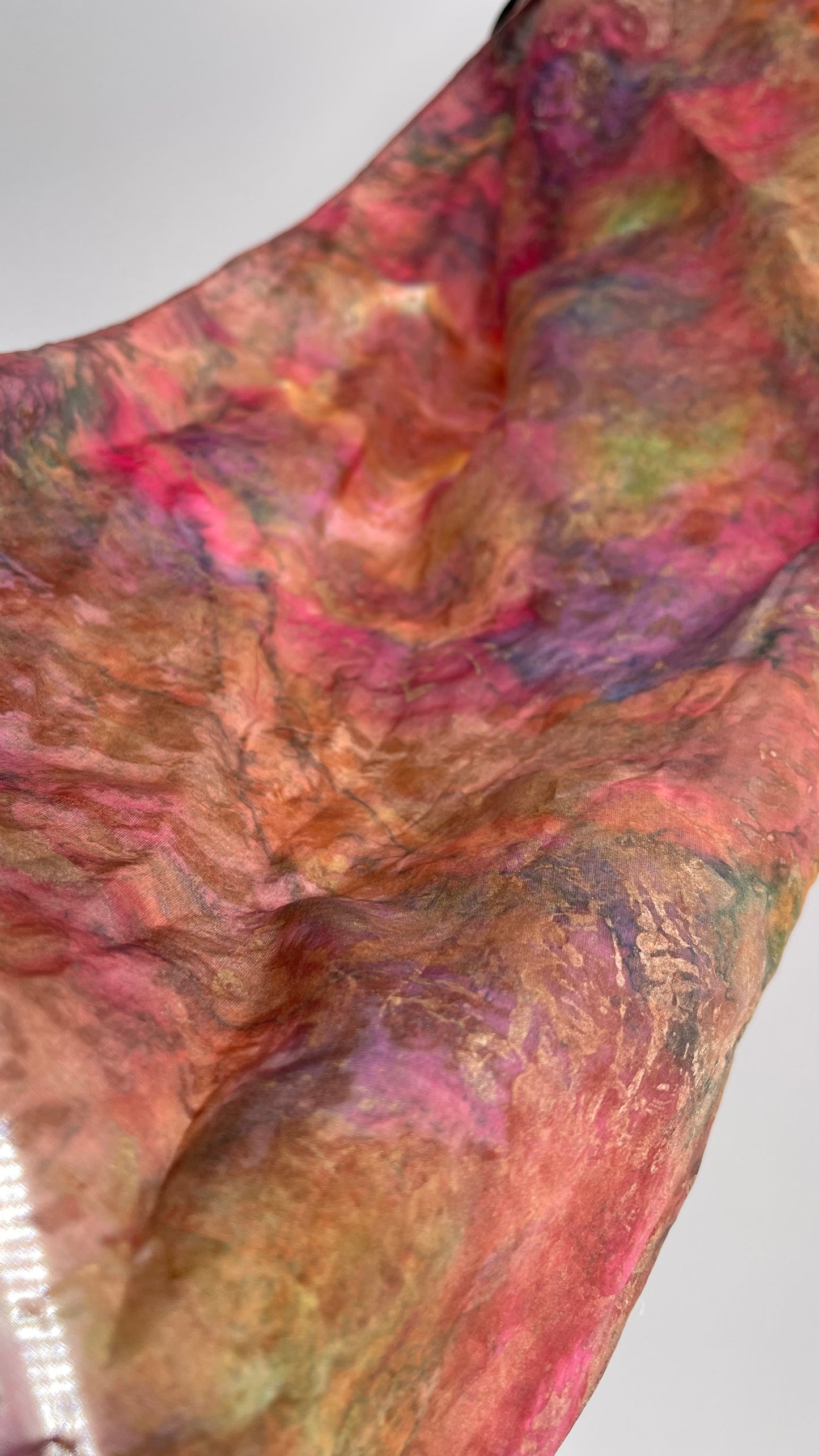 Vintage 100% Silk Damask Watercolor Gold Shimmer Scarf