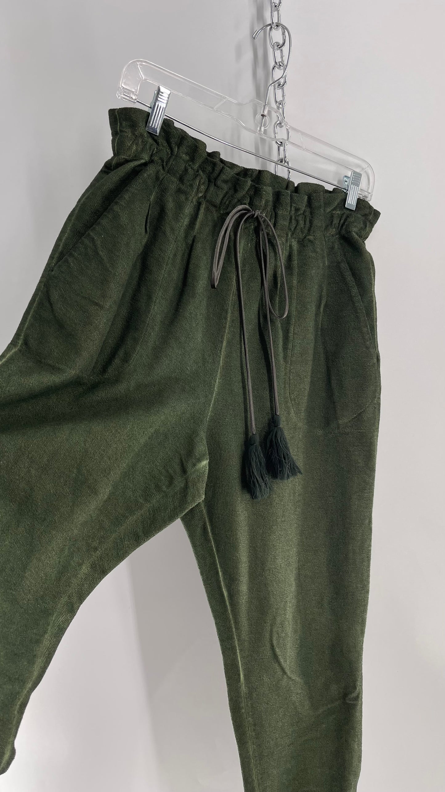 Something Navy Portugal Made Army Green Gauze Hand Dyed Joggers(Medium)