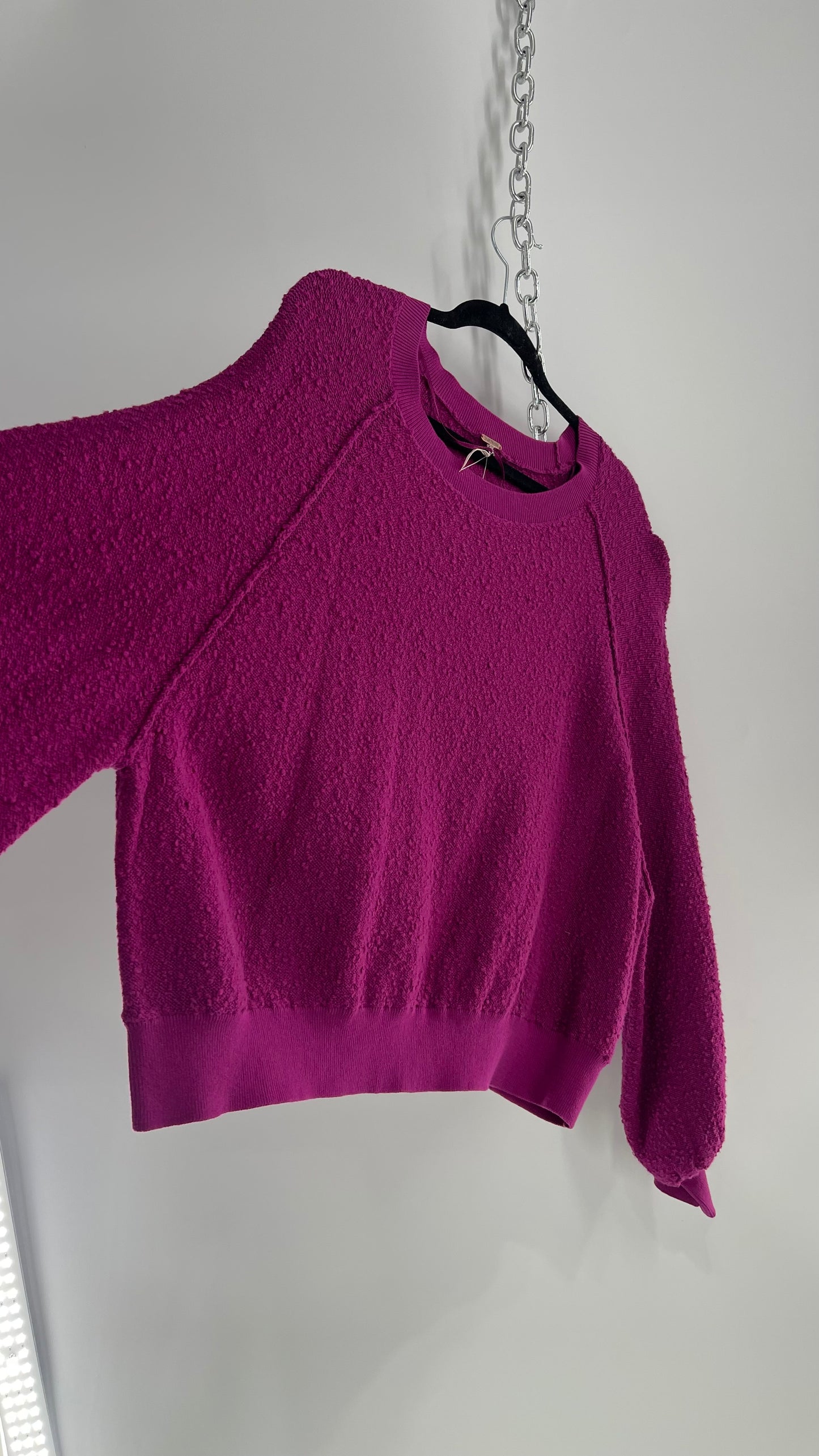 Free People Fuchsia Cropped Sweater (Size Small)