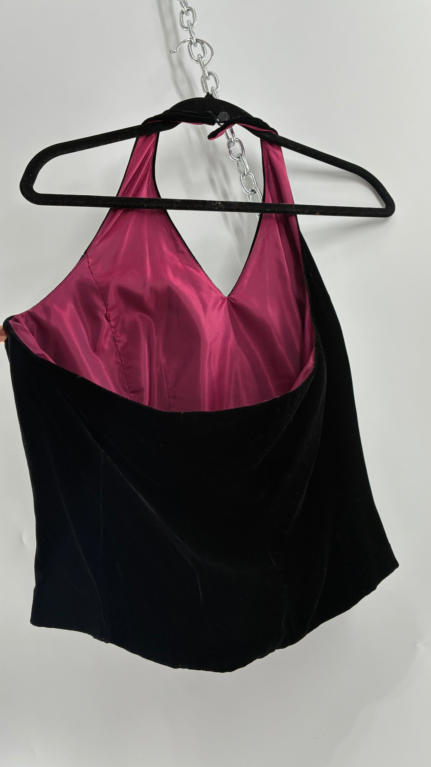 ANN TAYLOR Petite Black Velvet Low Back Tailored Cropped Halter (8P)